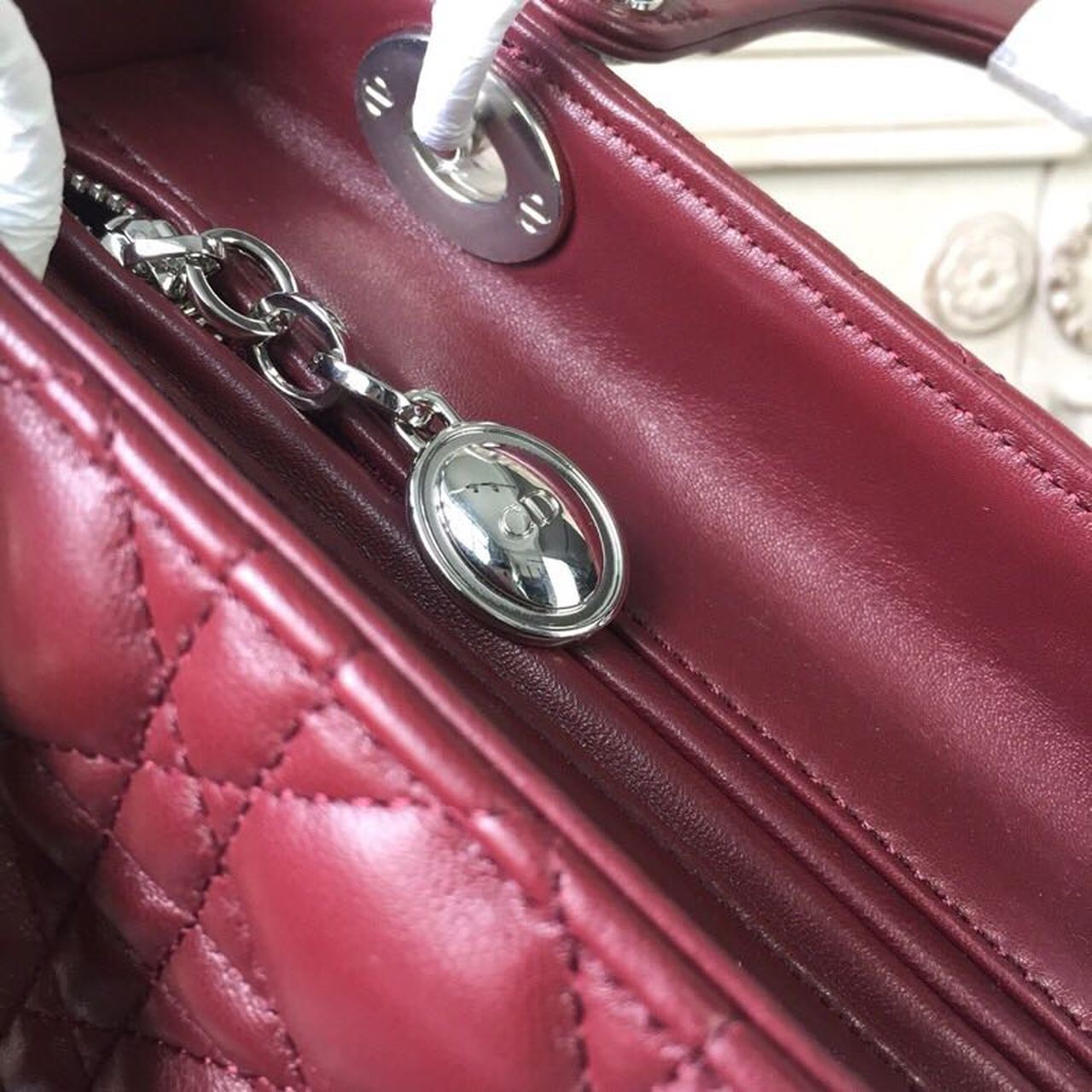 GLAMI MeGLAMIum Lady Bag Silver Hardware Burgundy For Women 9.5in/24cm CD