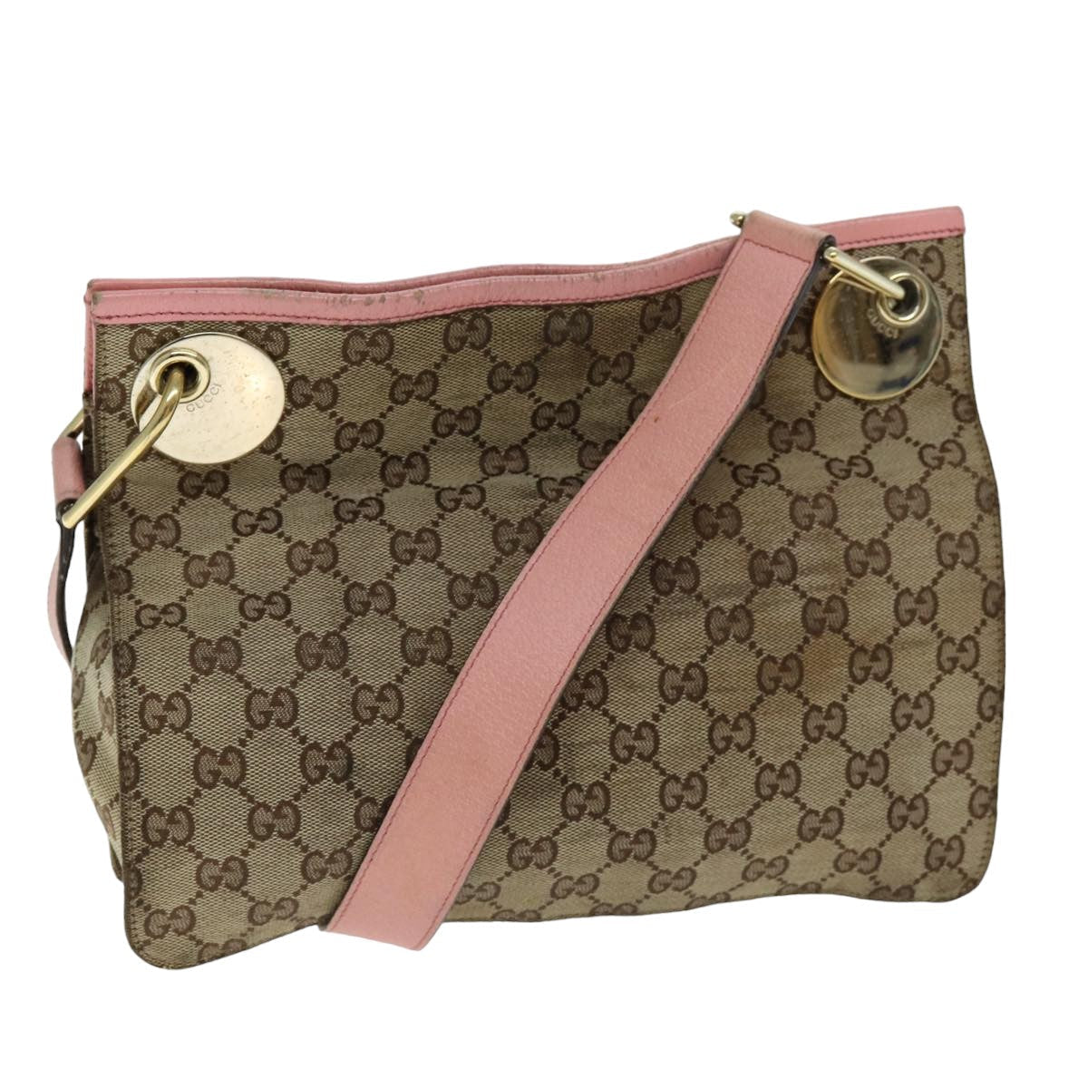 GUCCI GG Canvas Shoulder Bag Beige 120841 75829