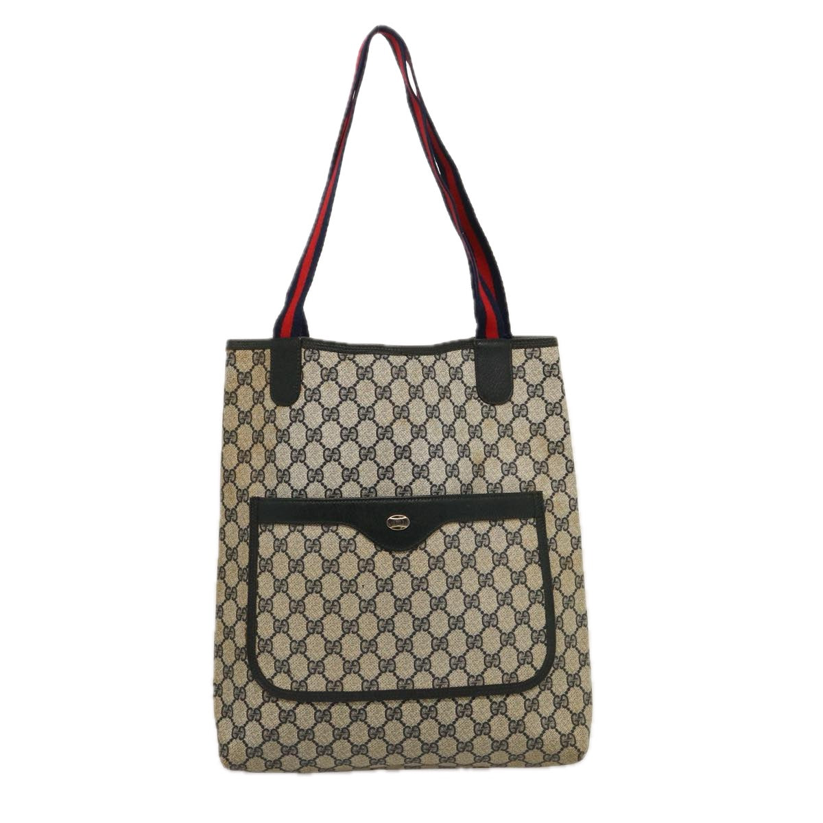 GUCCI GG Supreme Sherry Line Tote Bag PVC Navy Red 39 02 003 75833