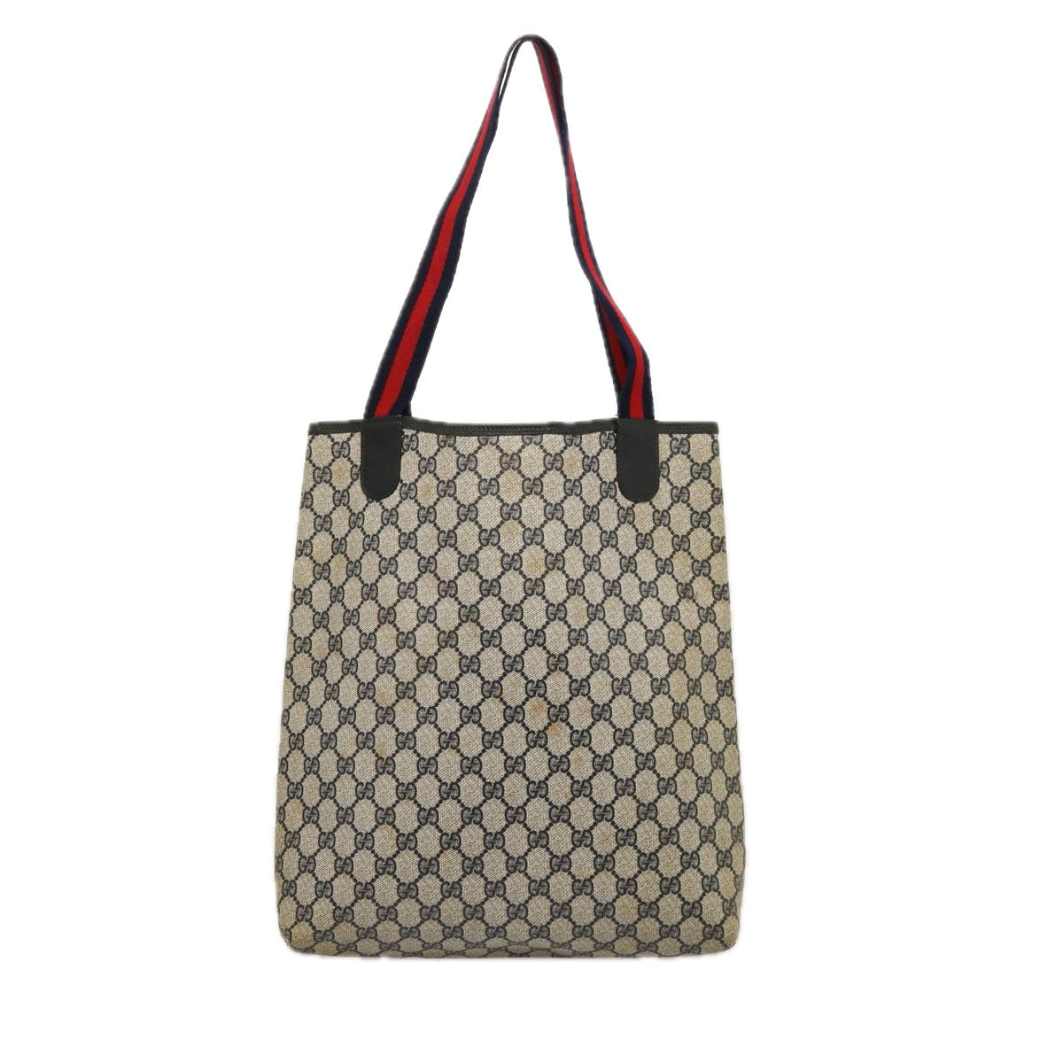 GUCCI GG Supreme Sherry Line Tote Bag PVC Navy Red 39 02 003 75833