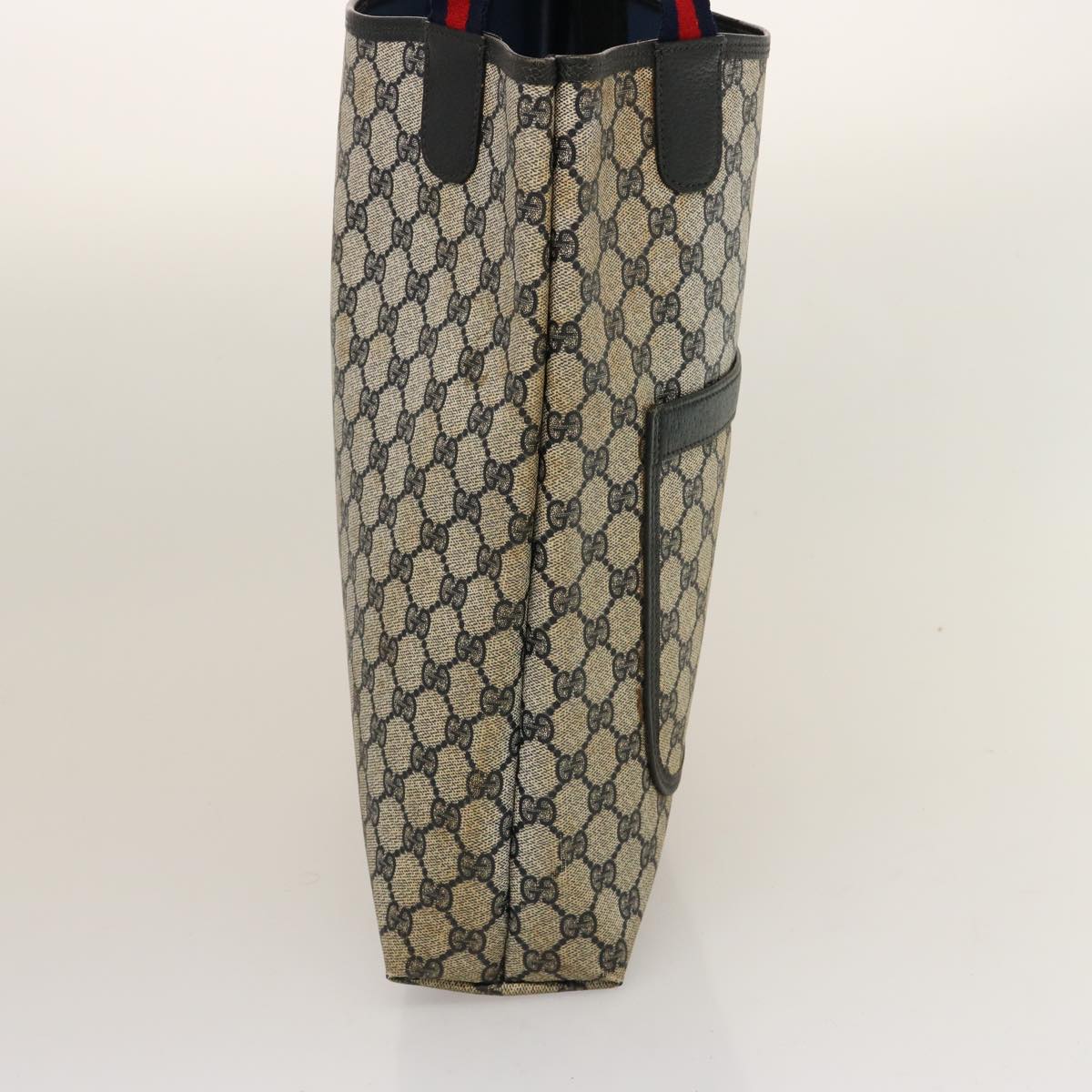 GUCCI GG Supreme Sherry Line Tote Bag PVC Navy Red 39 02 003 75833