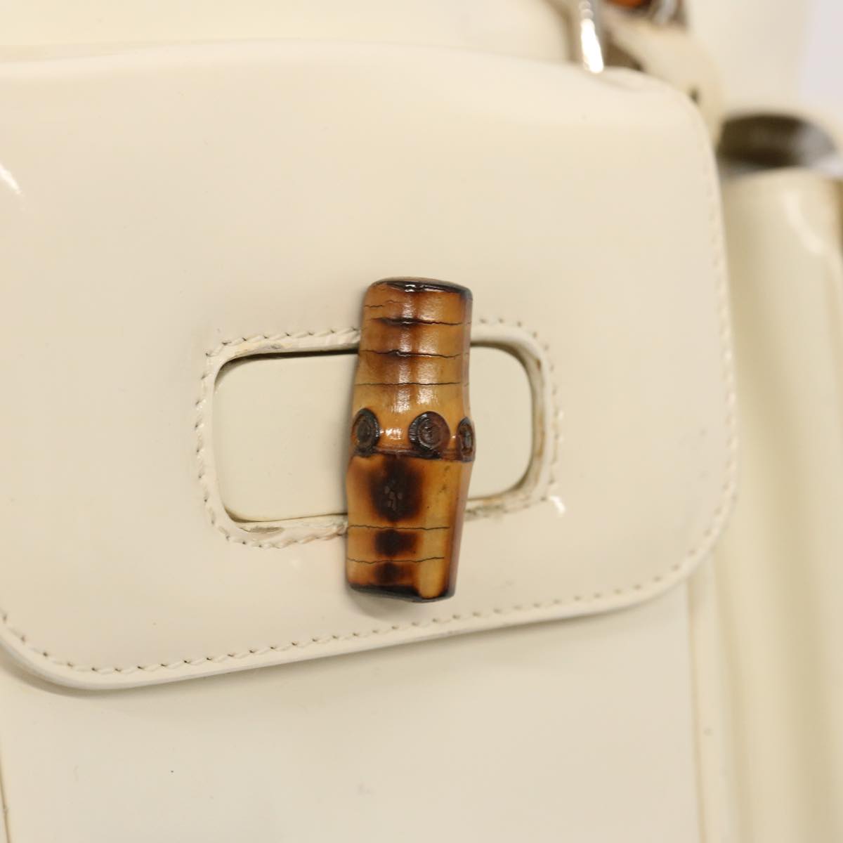 GUCCI Bamboo Backpack Patent leather White 003 2058 0016 5 75834