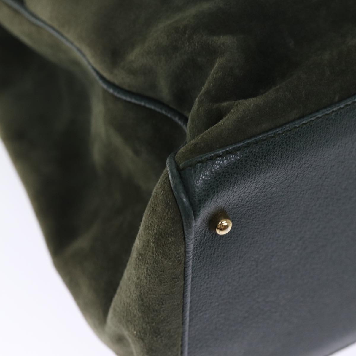 GUCCI Bamboo Tote Bag Suede Leather 2way Khaki 002 2855 0322 0 75836