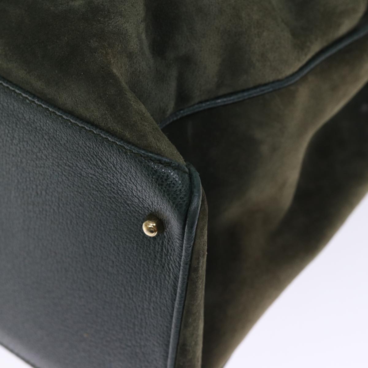 GUCCI Bamboo Tote Bag Suede Leather 2way Khaki 002 2855 0322 0 75836