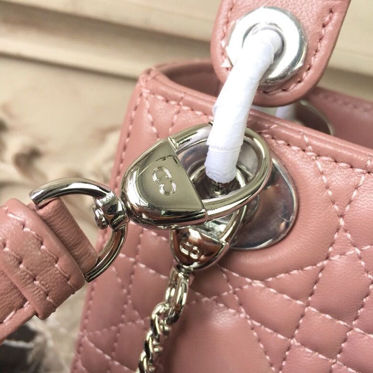 GLAMI Mini Lady Bag with Chain Silver Hardware Dusty Pink For Women 6.5in/17cm CD