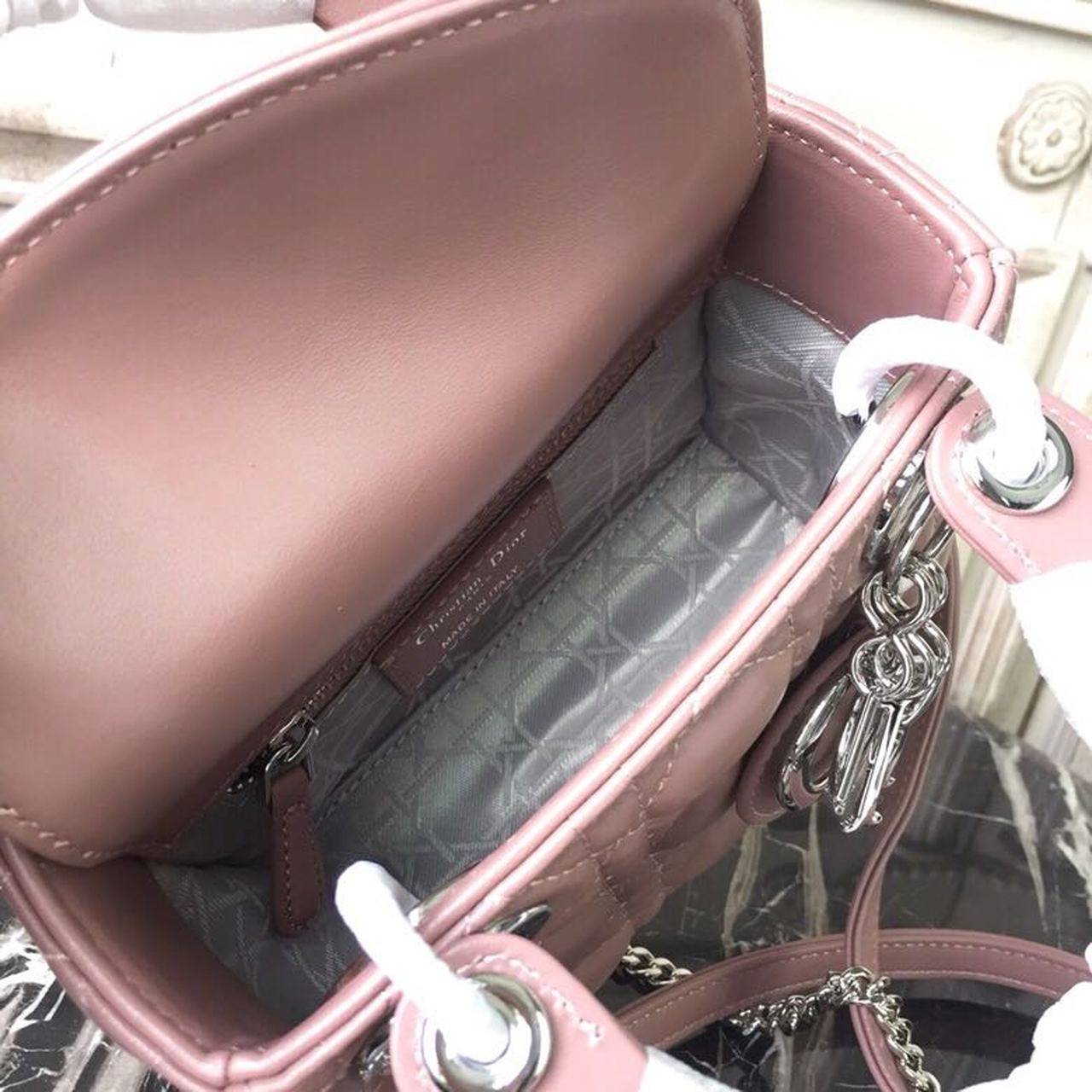GLAMI Mini Lady Bag with Chain Silver Hardware Dusty Pink For Women 6.5in/17cm CD