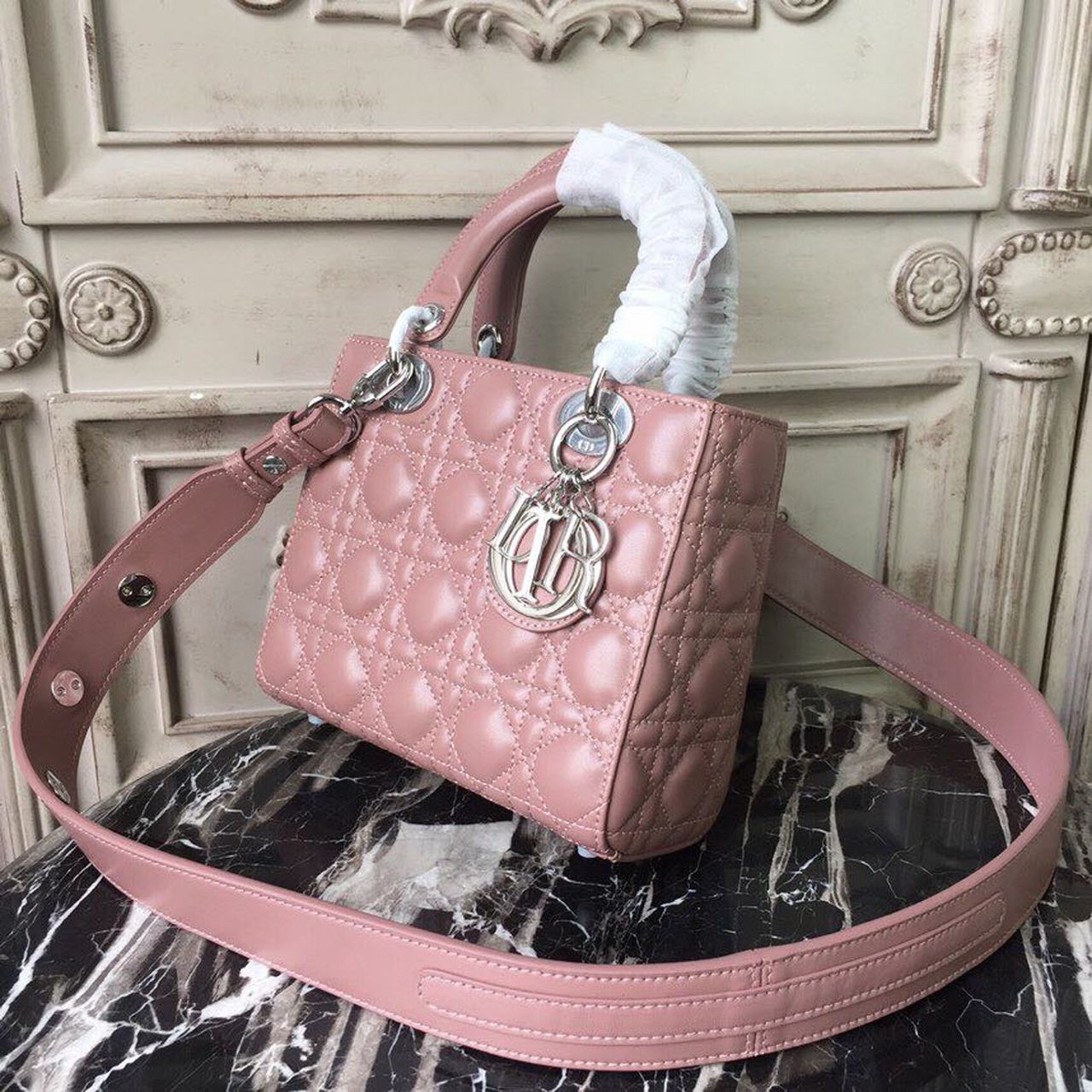 GLAMI MeGLAMIum Lady Bag Dusty Pink Silver Hardware For Women 20cm/8in CD