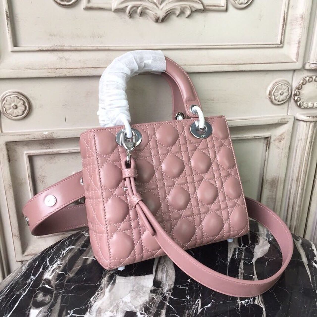 GLAMI MeGLAMIum Lady Bag Dusty Pink Silver Hardware For Women 20cm/8in CD