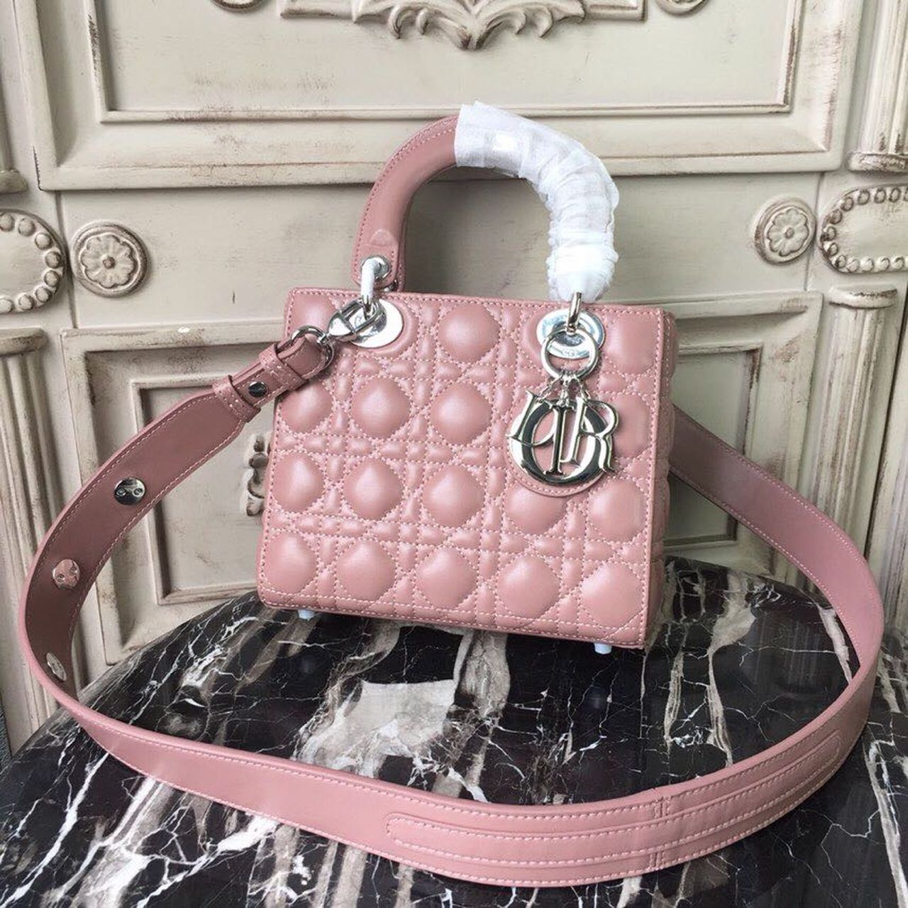 GLAMI MeGLAMIum Lady Bag Dusty Pink Silver Hardware For Women 20cm/8in CD