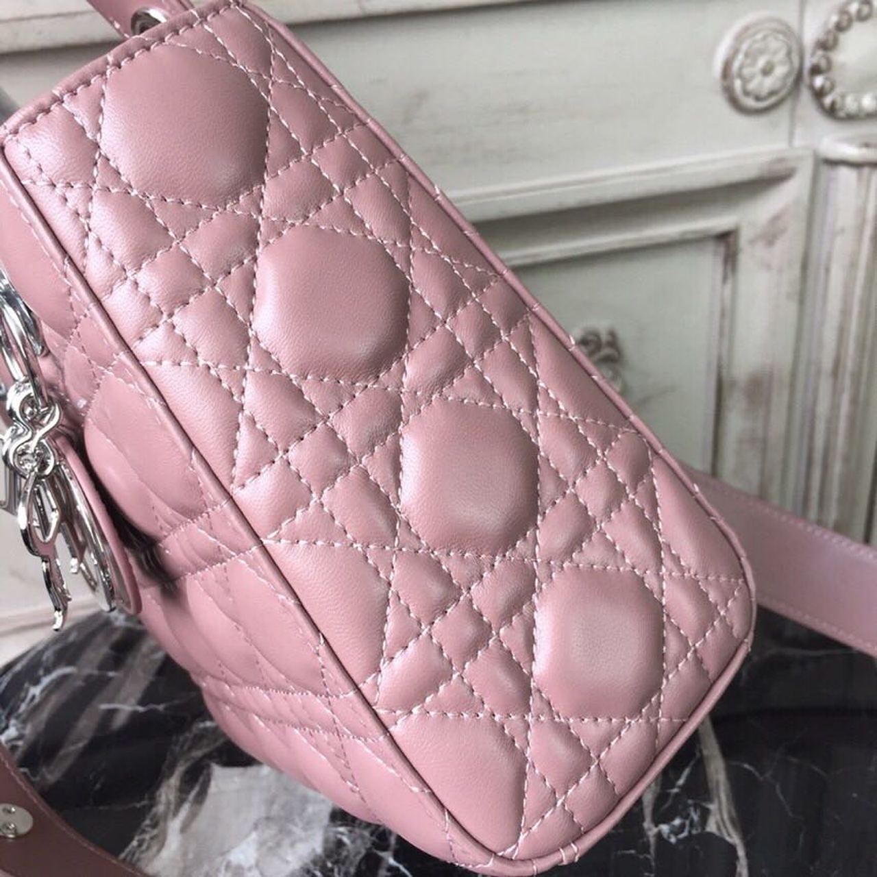 GLAMI MeGLAMIum Lady Bag Dusty Pink Silver Hardware For Women 20cm/8in CD