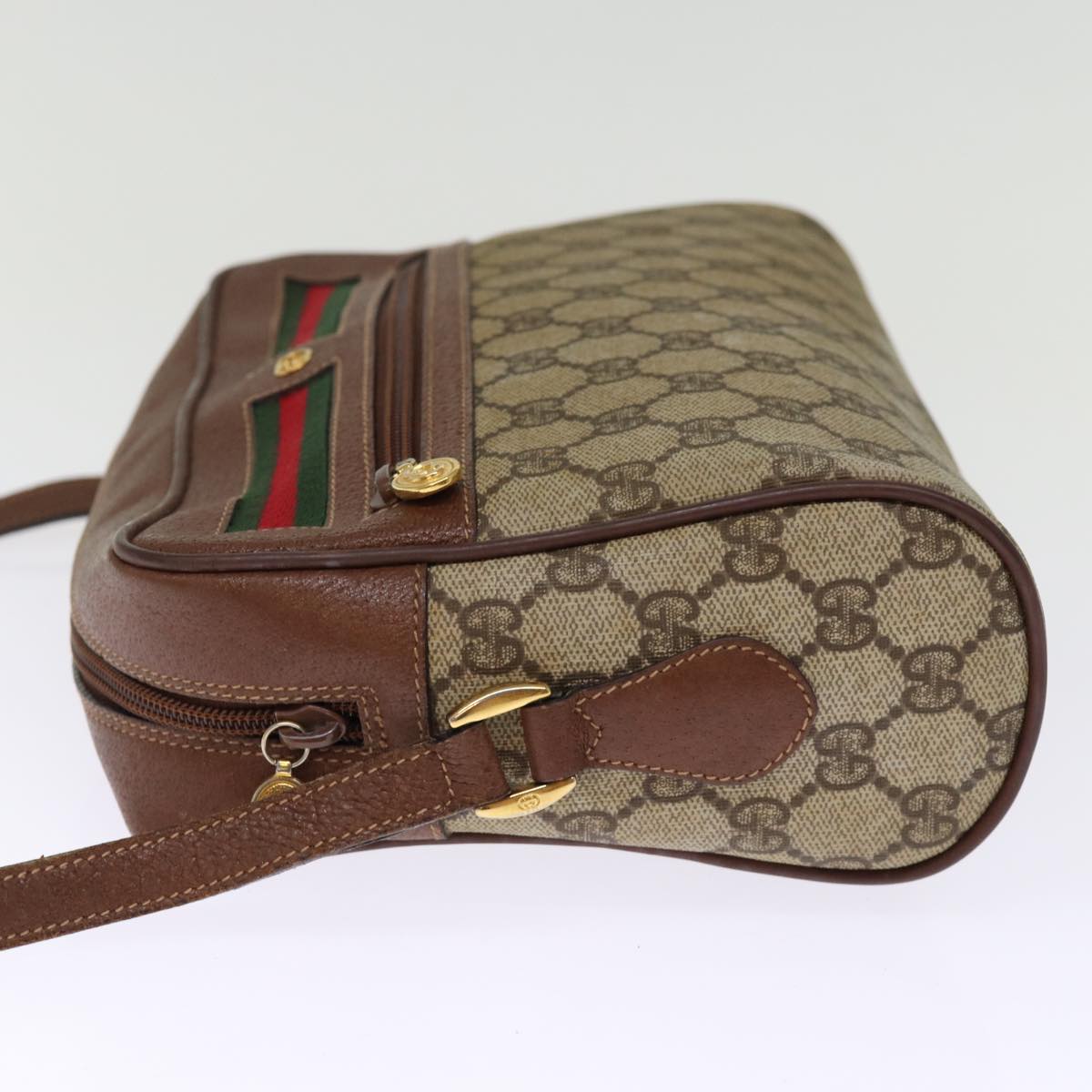 GUCCI GG Supreme Web Sherry Line Shoulder Bag PVC Beige Red 001 56 75881