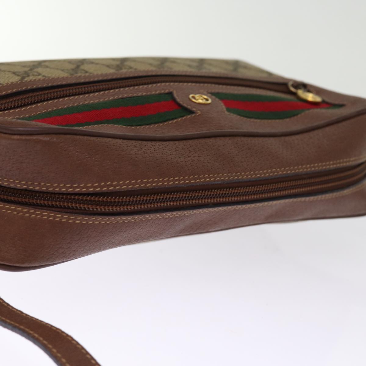 GUCCI GG Supreme Web Sherry Line Shoulder Bag PVC Beige Red 001 56 75881