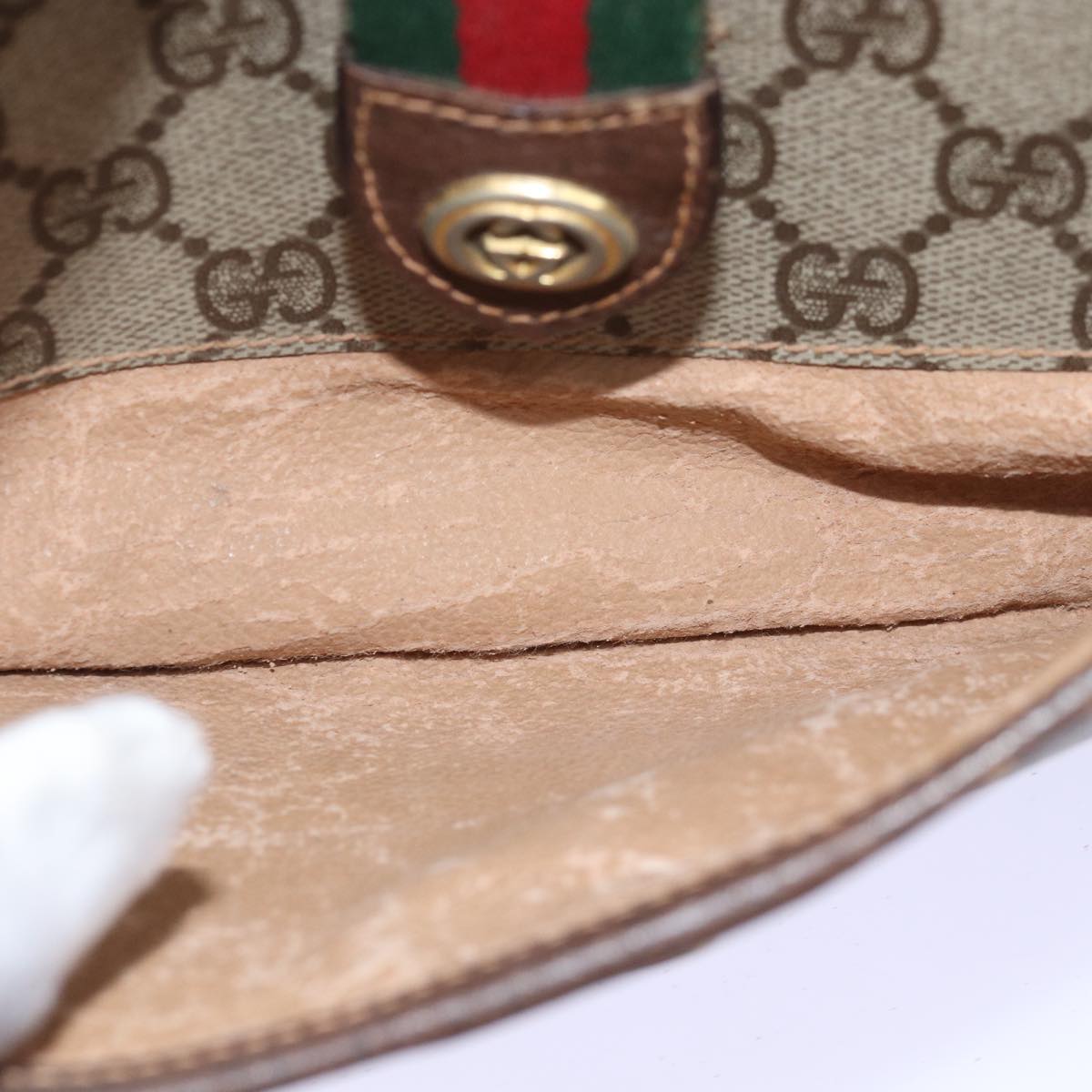 GUCCI GG Supreme Web Sherry Line Shoulder Bag PVC Beige 89 02 032 75885