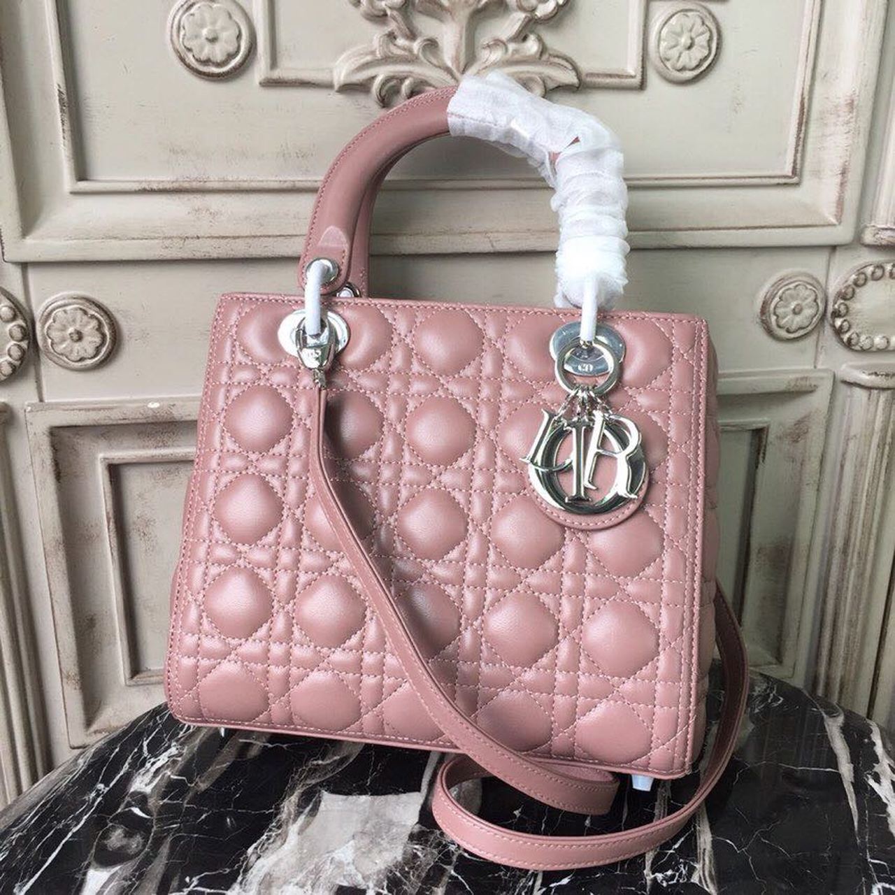 GLAMI MeGLAMIum Lady Bag Dusty Pink Silver Hardware For Women 24cm/9.5in CD