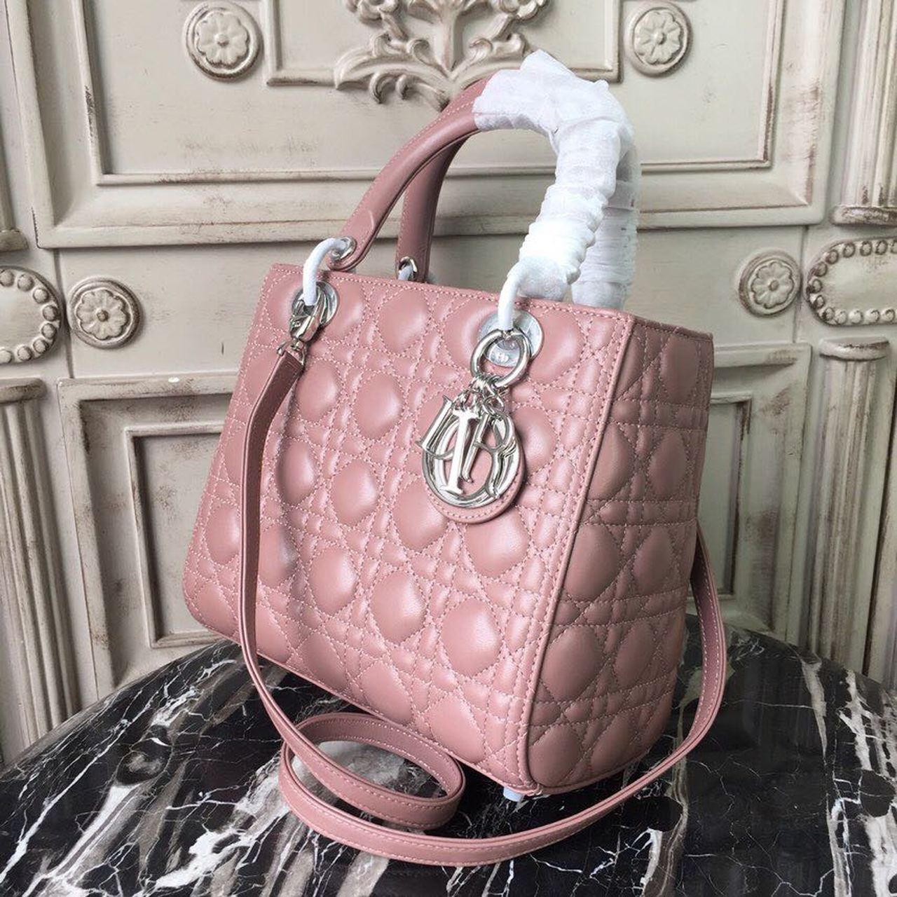 GLAMI MeGLAMIum Lady Bag Dusty Pink Silver Hardware For Women 24cm/9.5in CD