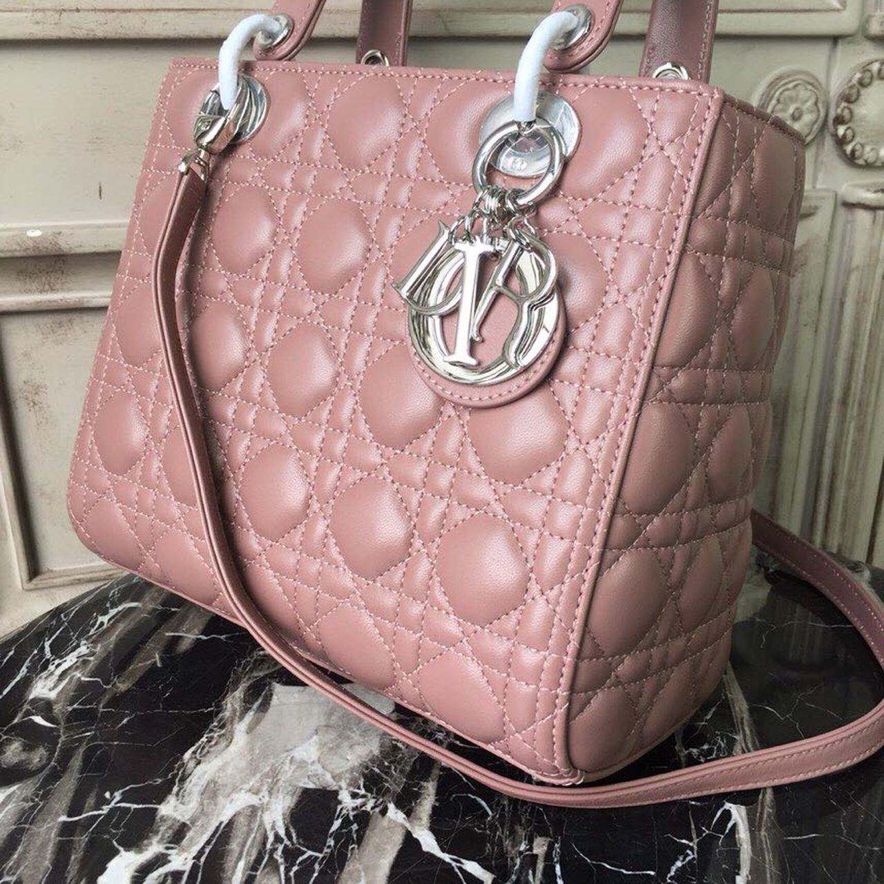 GLAMI MeGLAMIum Lady Bag Dusty Pink Silver Hardware For Women 24cm/9.5in CD