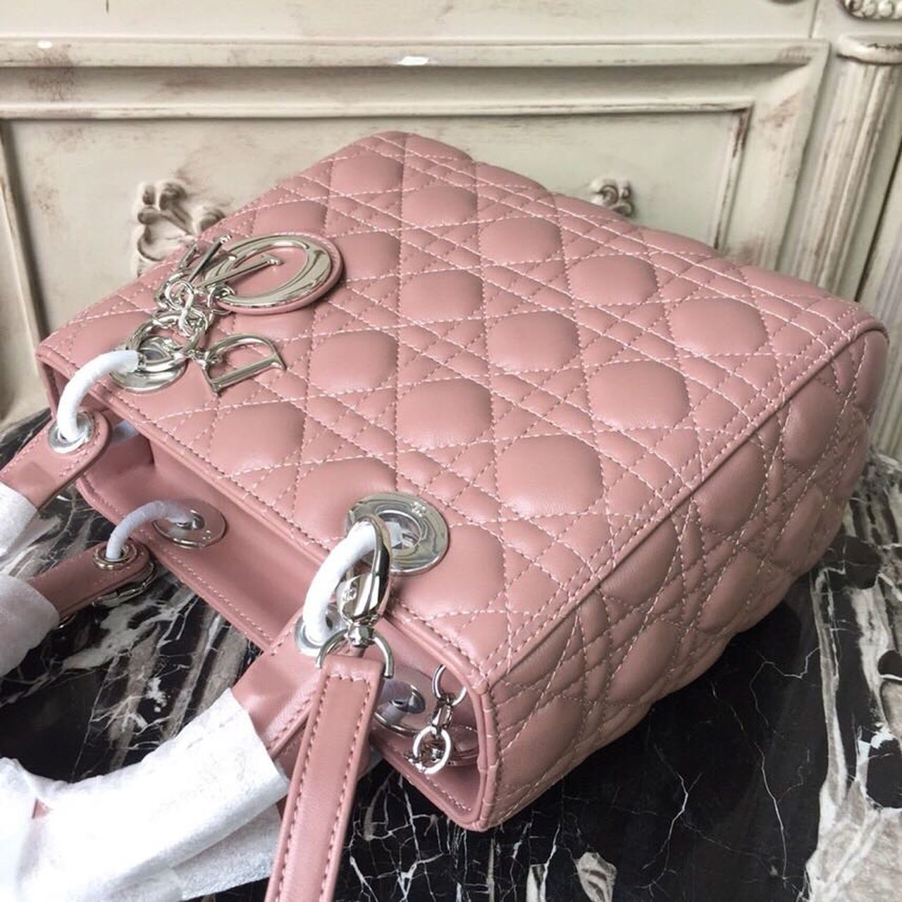 GLAMI MeGLAMIum Lady Bag Dusty Pink Silver Hardware For Women 24cm/9.5in CD
