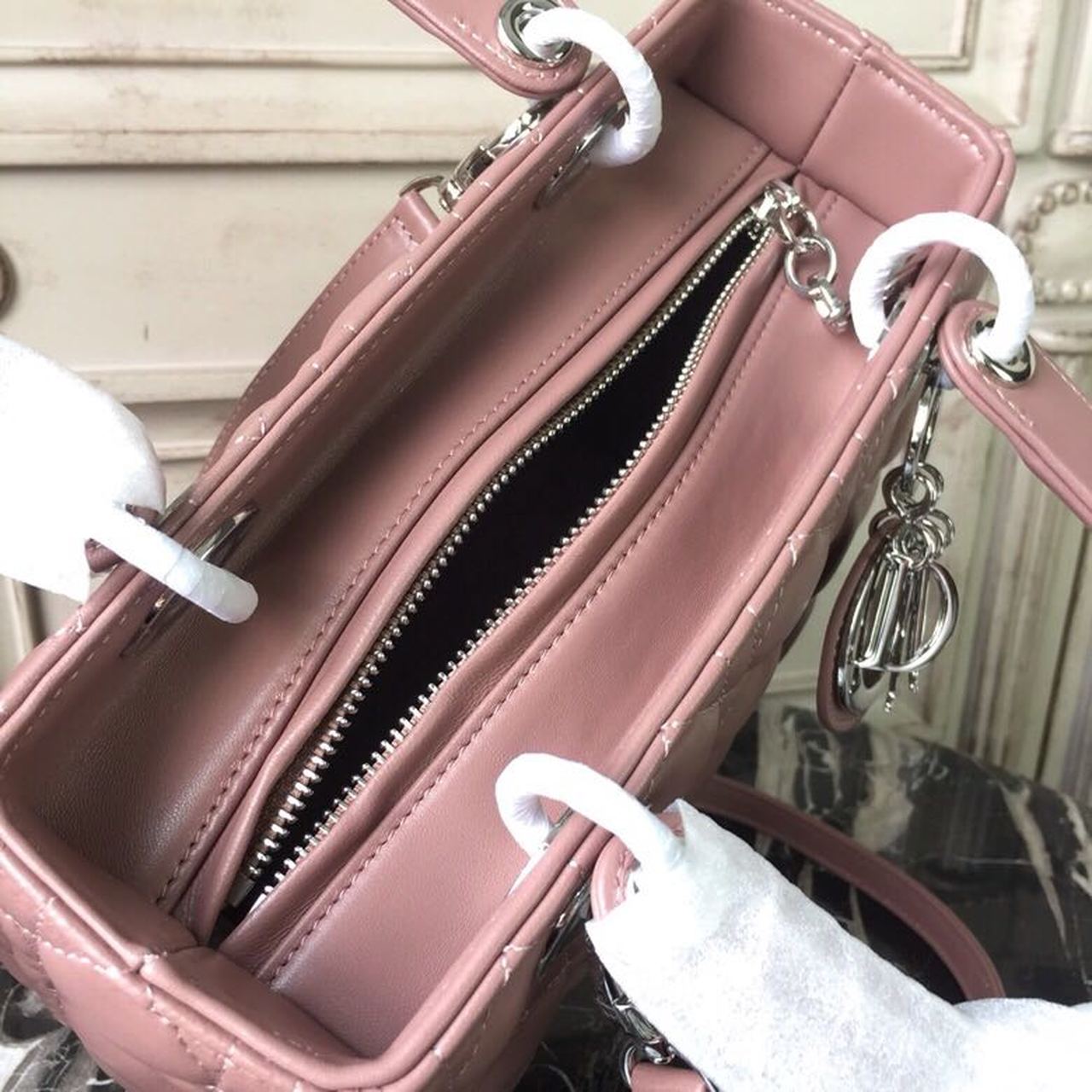 GLAMI MeGLAMIum Lady Bag Dusty Pink Silver Hardware For Women 24cm/9.5in CD