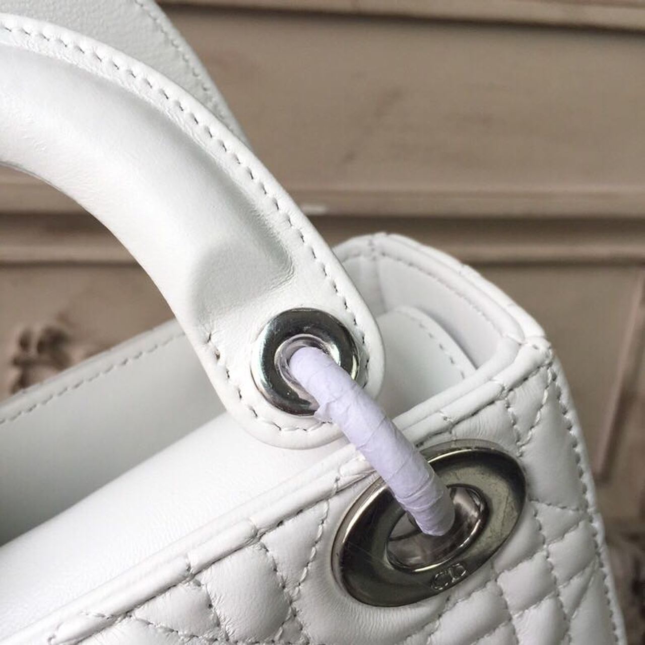 GLAMI Mini Lady Bag White Chain Silver Hardware For Women 17cm/6.5in CD