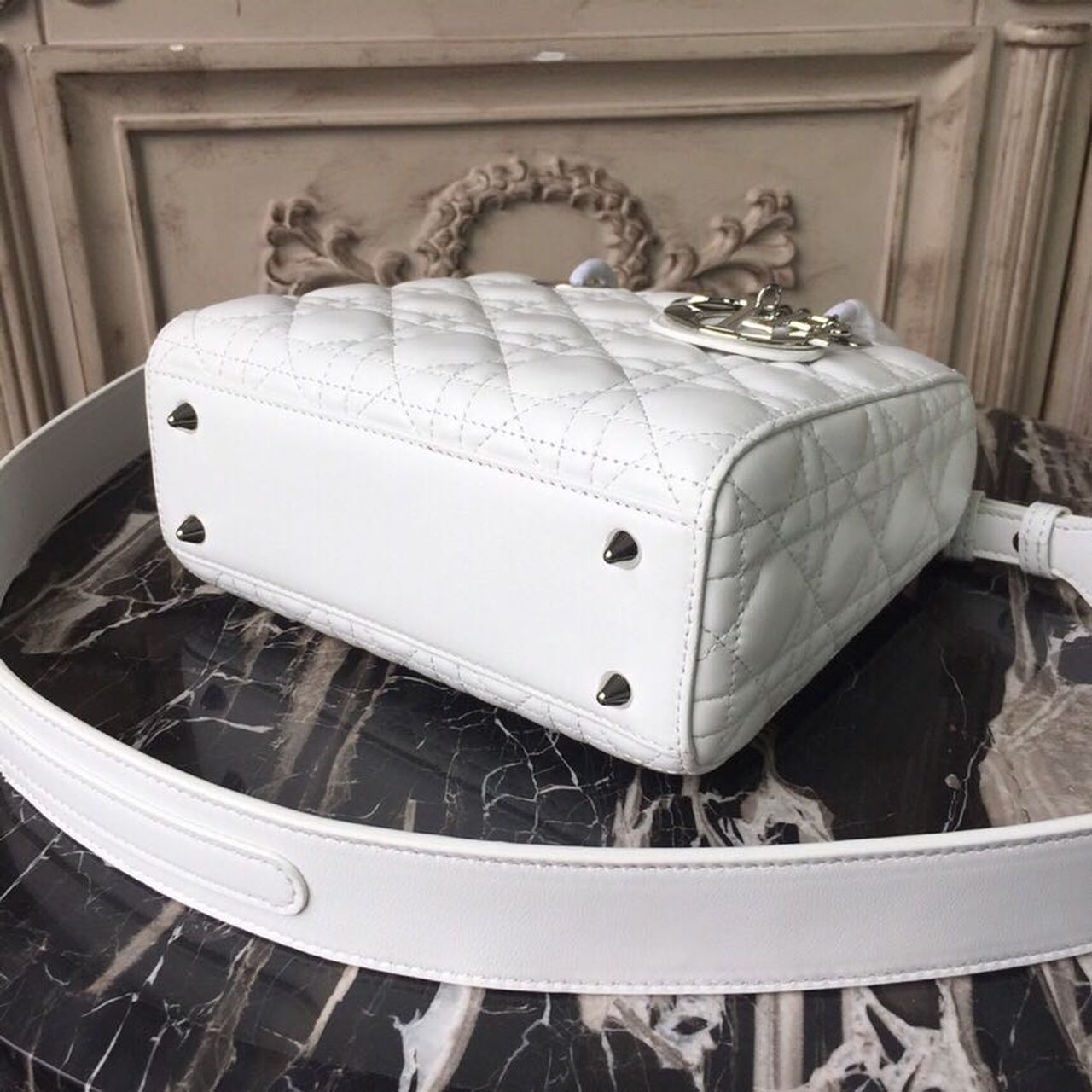 GLAMI Small Lady Bag White Silver Hardware For Women 20cm/8in CD M0538BCAL_M030
