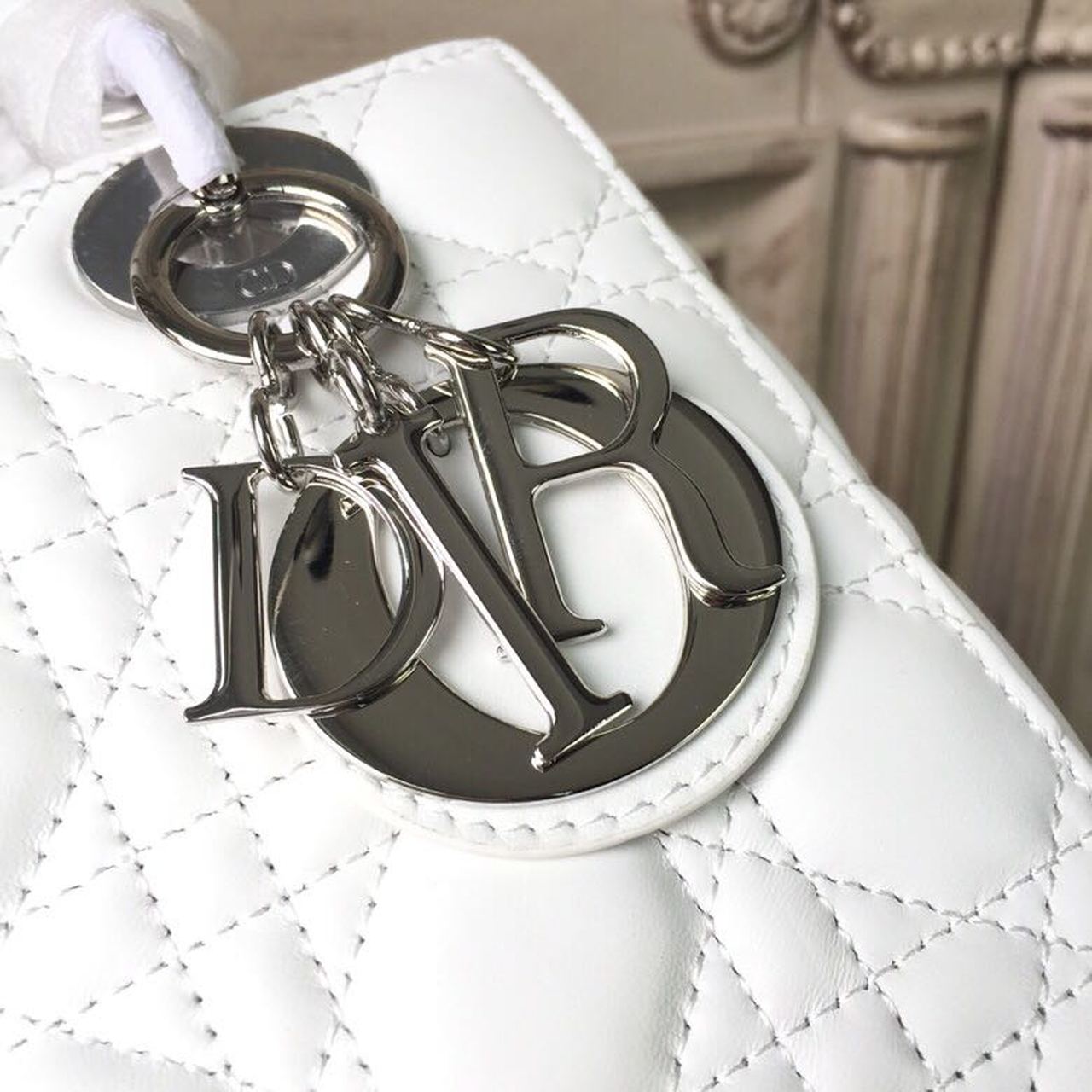 GLAMI Small Lady Bag White Silver Hardware For Women 20cm/8in CD M0538BCAL_M030