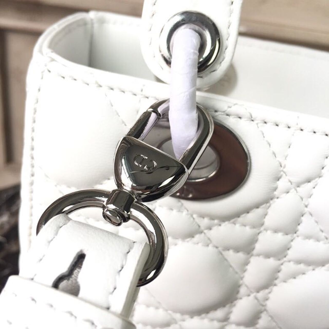 GLAMI Small Lady Bag White Silver Hardware For Women 20cm/8in CD M0538BCAL_M030