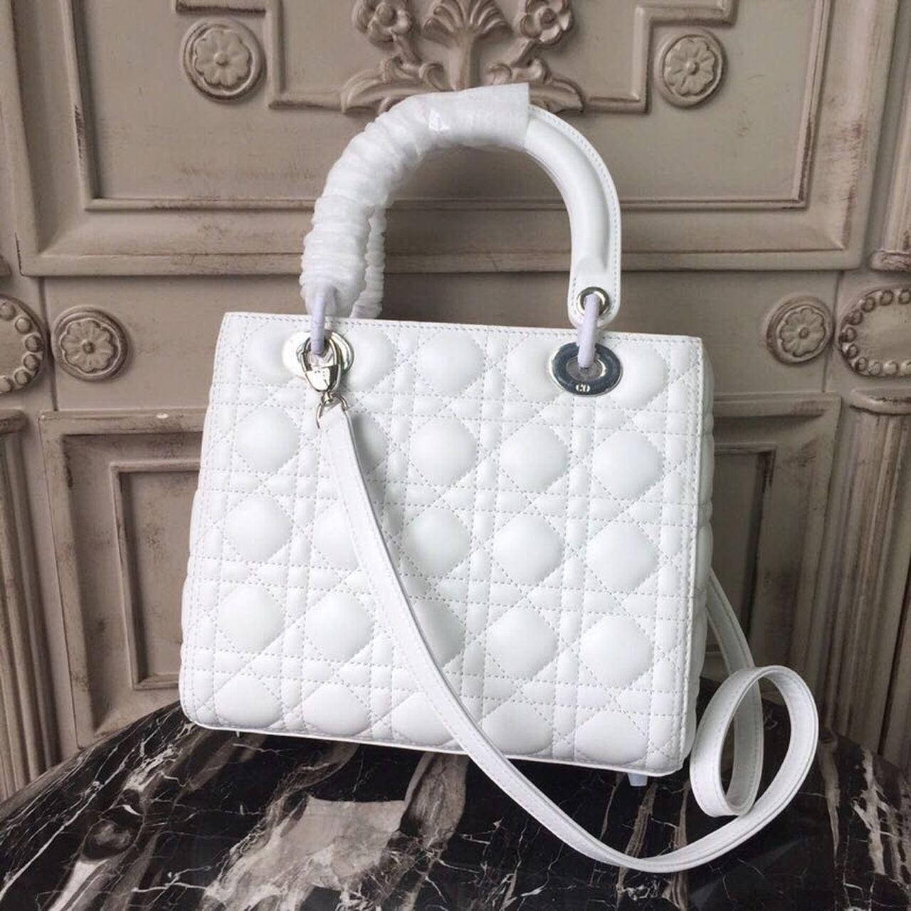 GLAMI MeGLAMIum Lady Bag White Silver Hardware For Women 24cm/9in CD M0565BNGE_M030