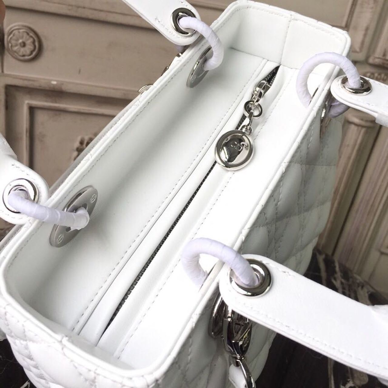 GLAMI MeGLAMIum Lady Bag White Silver Hardware For Women 24cm/9in CD M0565BNGE_M030