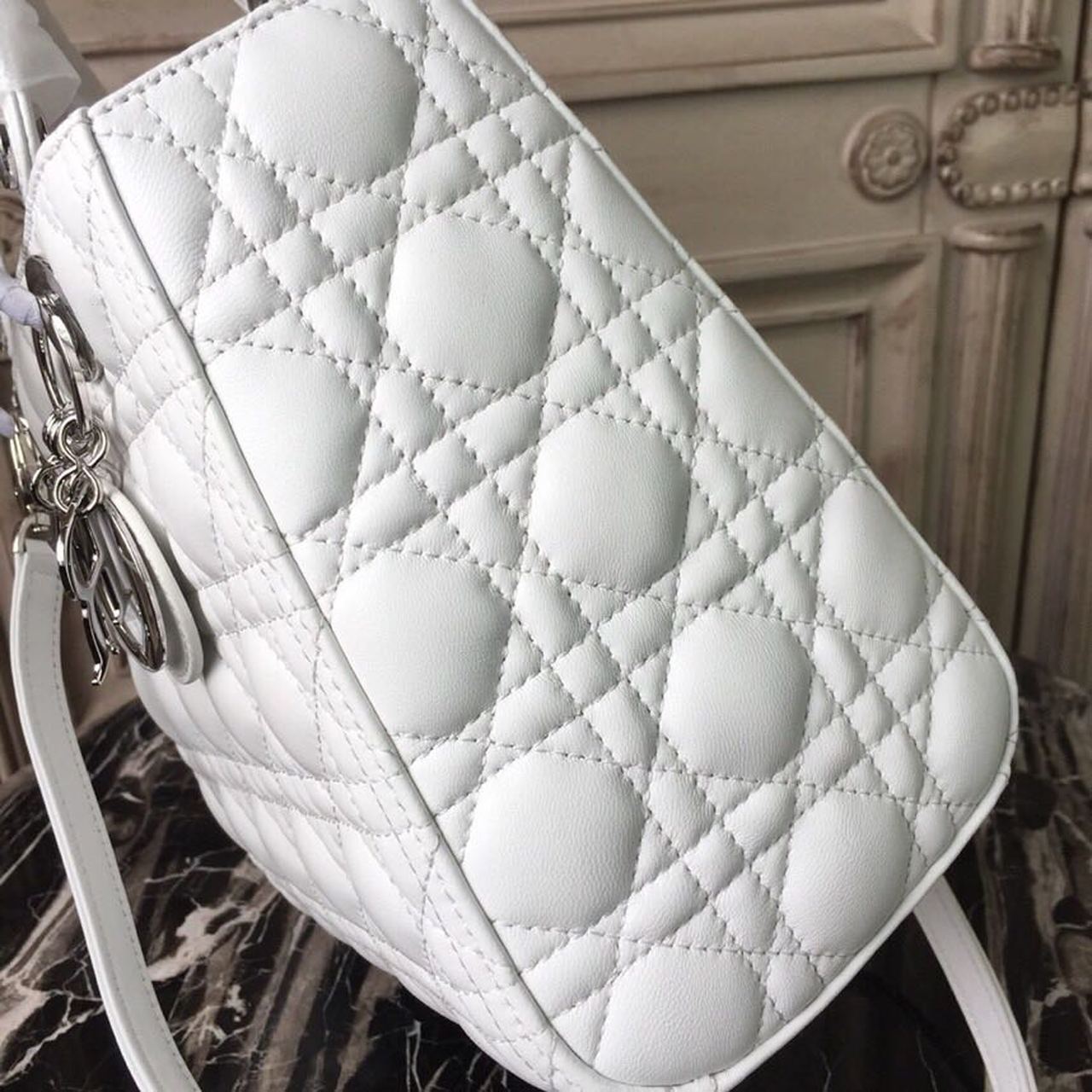 GLAMI MeGLAMIum Lady Bag White Silver Hardware For Women 24cm/9in CD M0565BNGE_M030