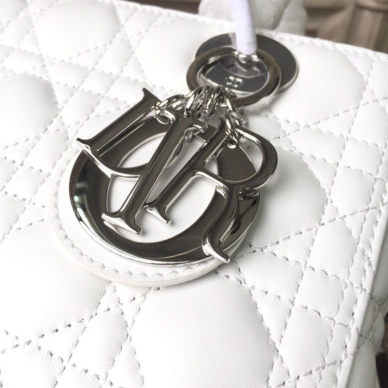 GLAMI MeGLAMIum Lady Bag White Silver Hardware For Women 24cm/9in CD M0565BNGE_M030