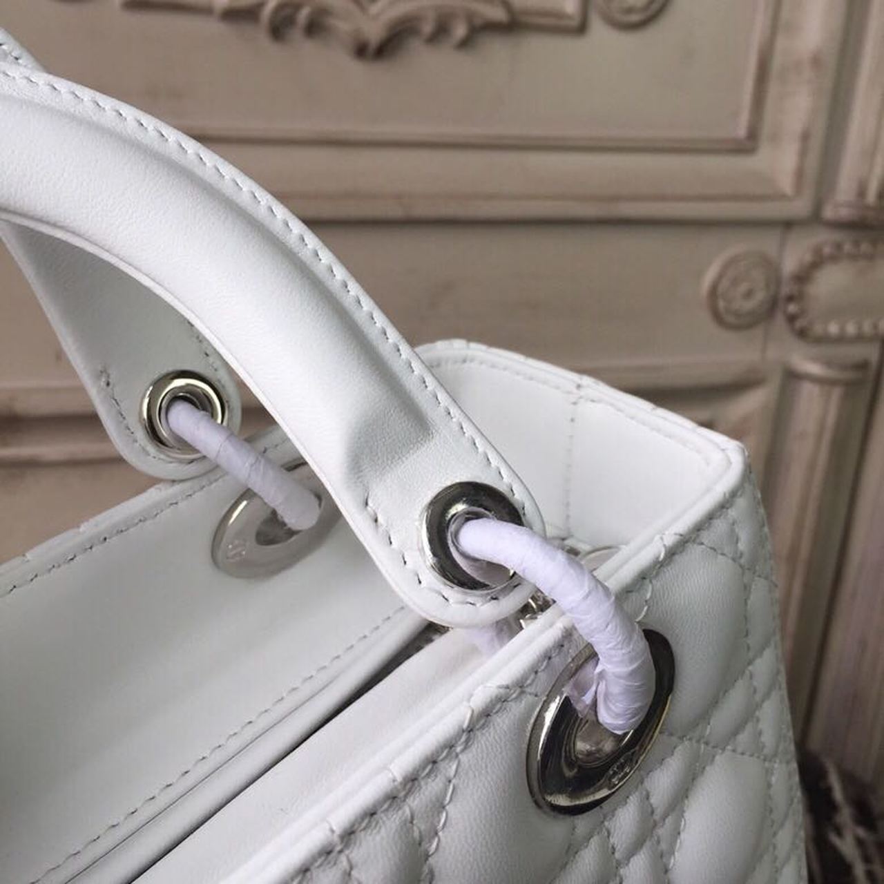 GLAMI MeGLAMIum Lady Bag White Silver Hardware For Women 24cm/9in CD M0565BNGE_M030