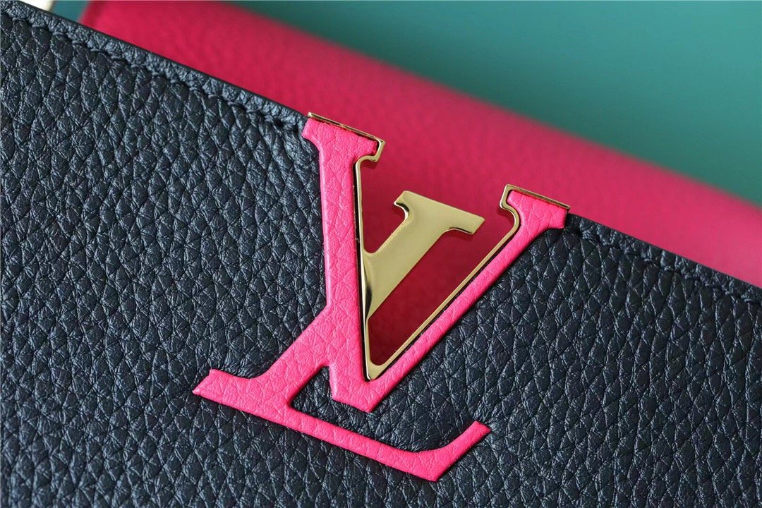 LV Capucines GLAMI Taurillon Black/ Rose Berlingot For Women, WomenÃ¢â‚¬â„¢s Bags, Shoulder And Crossbody Bags 10.6in/27cm LV