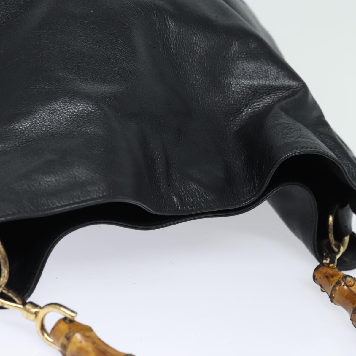 GUCCI Bamboo Shoulder Bag Leather Black 001 1998 1577 75956