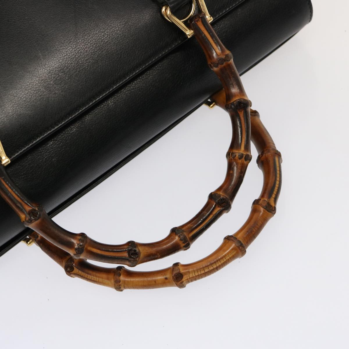 GUCCI Bamboo Hand Bag Leather Black 002 2850 0322 0 75958