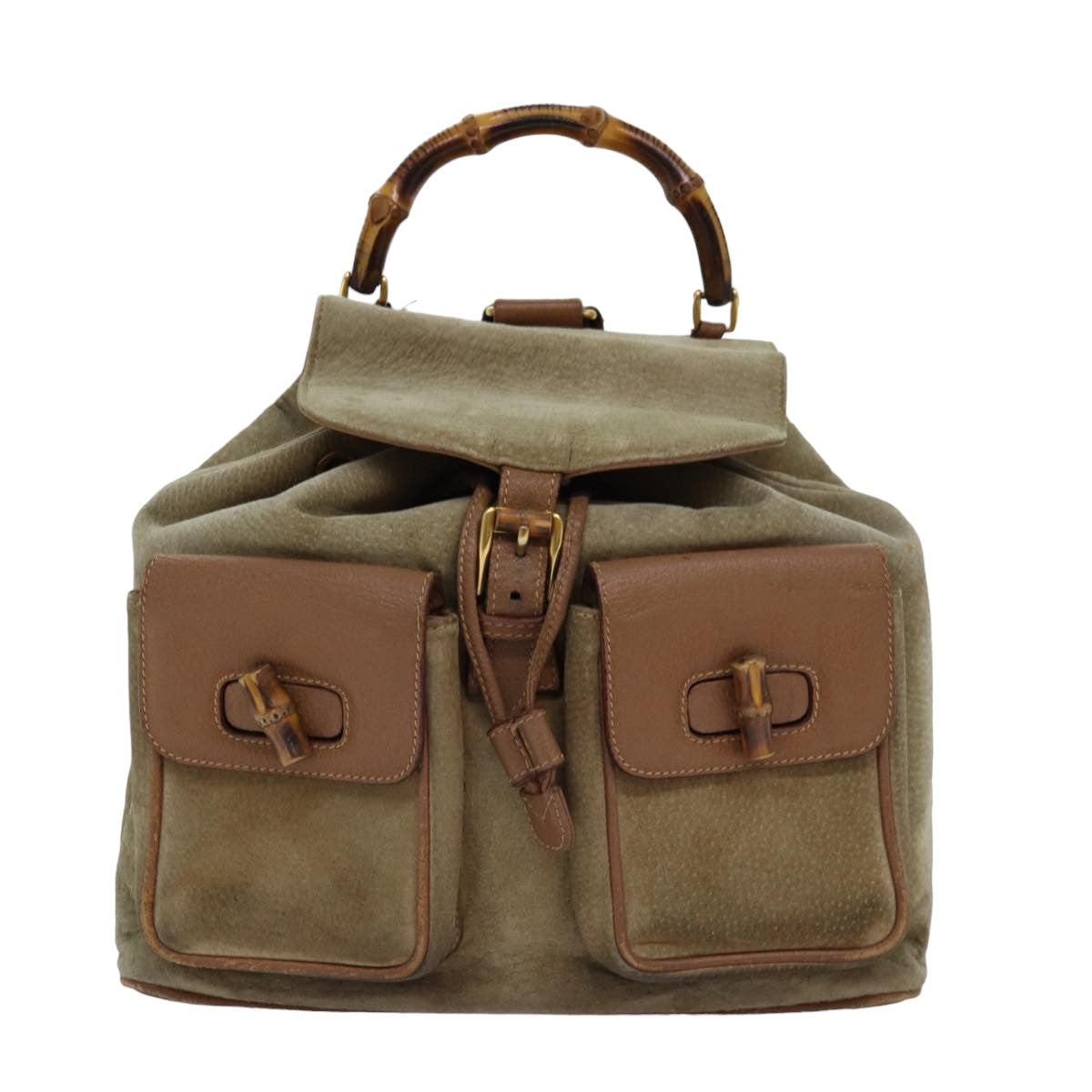GUCCI Bamboo Backpack Suede Beige 003 2058 0016 75961