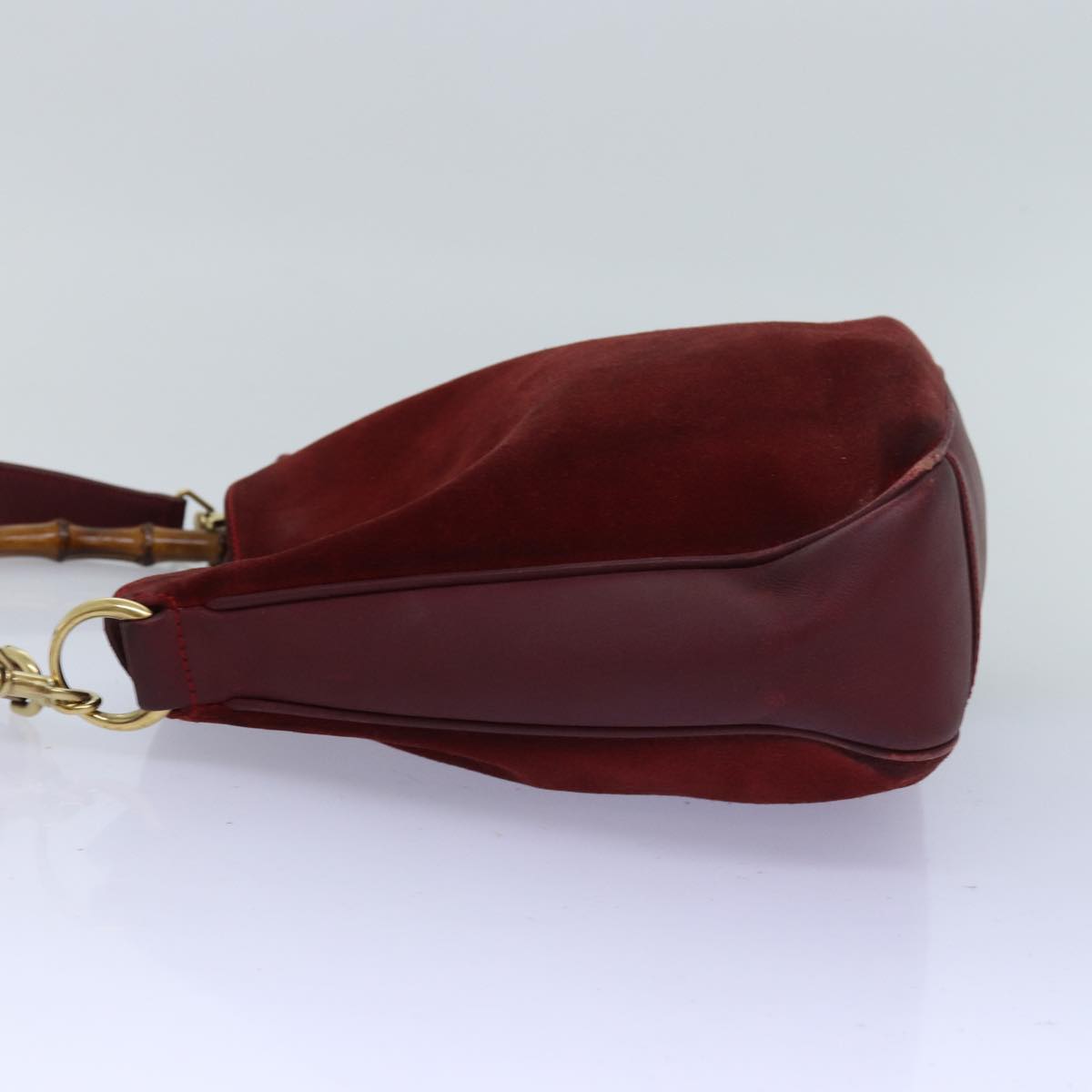 GUCCI Bamboo Shoulder Bag Suede 2way Red 001 1705 1638 75962