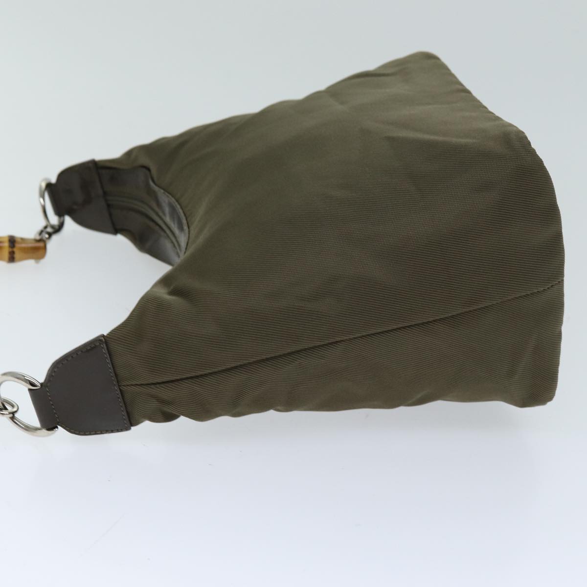 GUCCI Bamboo Hand Bag Nylon Khaki 000 2296 0531 75963