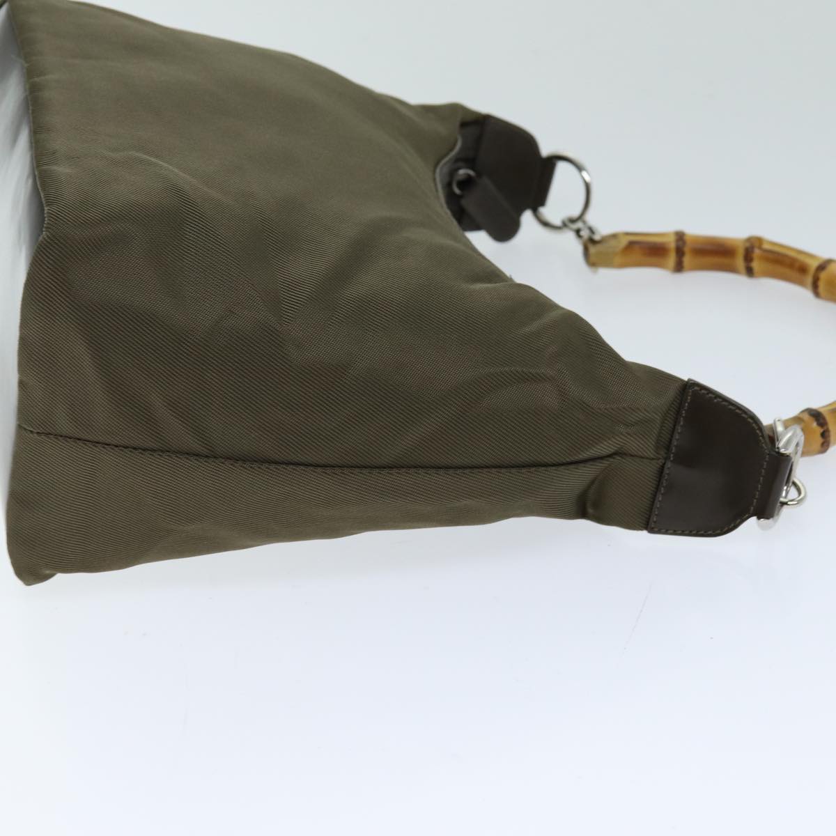 GUCCI Bamboo Hand Bag Nylon Khaki 000 2296 0531 75963