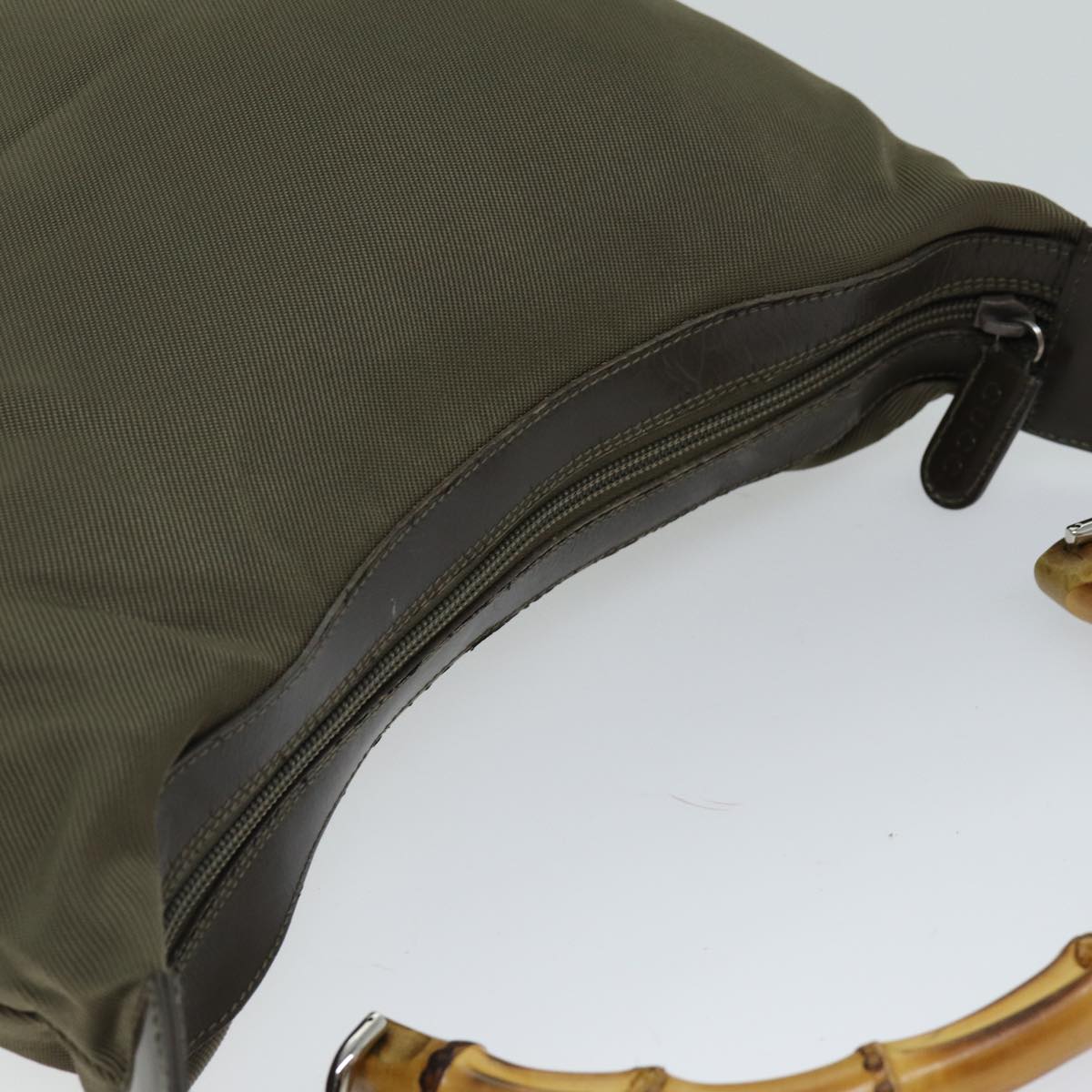 GUCCI Bamboo Hand Bag Nylon Khaki 000 2296 0531 75963