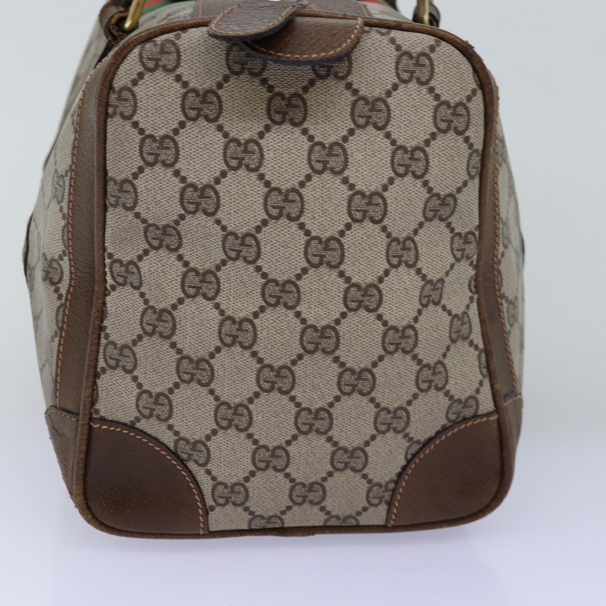 GUCCI GG Supreme Web Sherry Line Boston Bag PVC Beige Red Green 75964