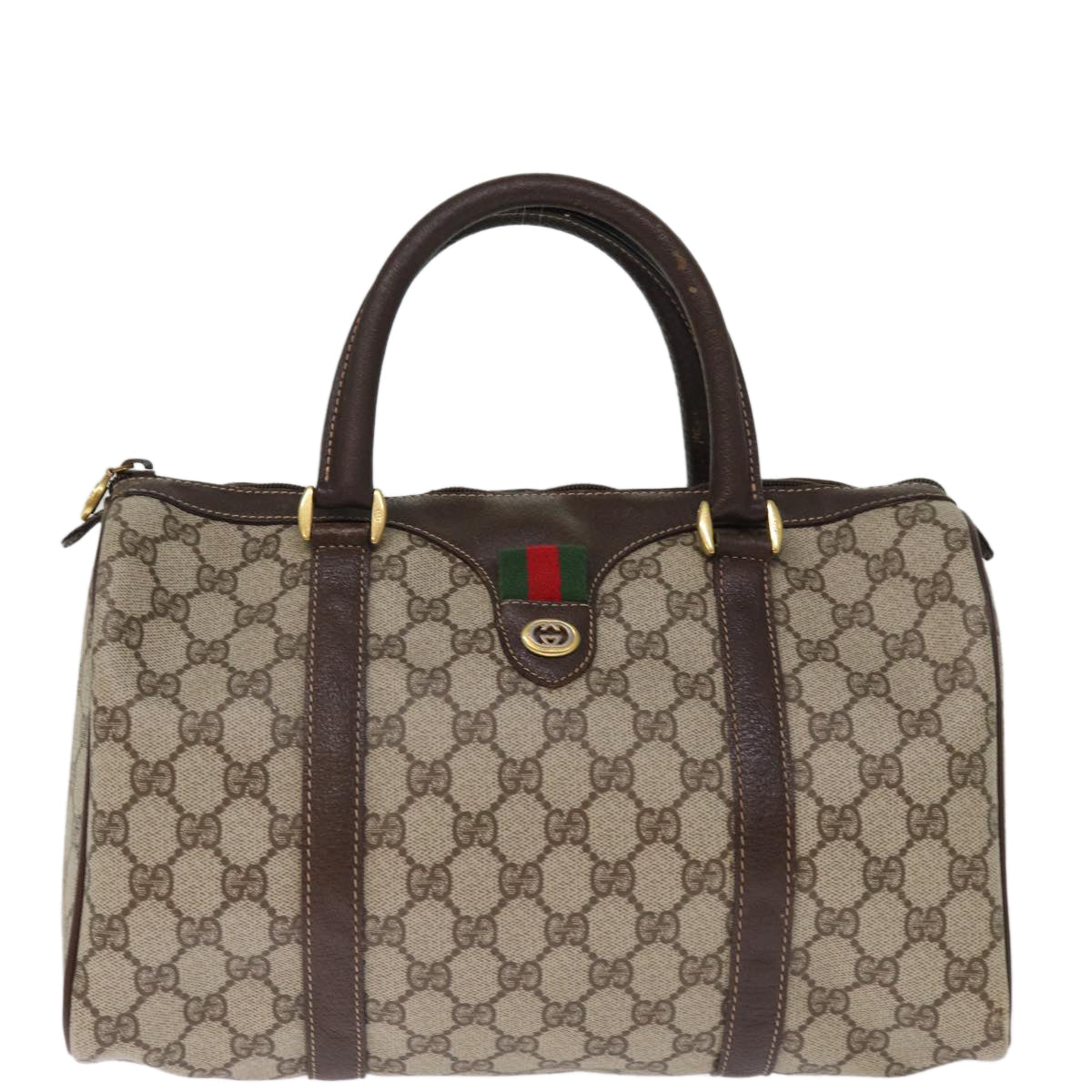 GUCCI GG Supreme Web Sherry Line Boston Bag PVC Beige Red 40 02 007 75965