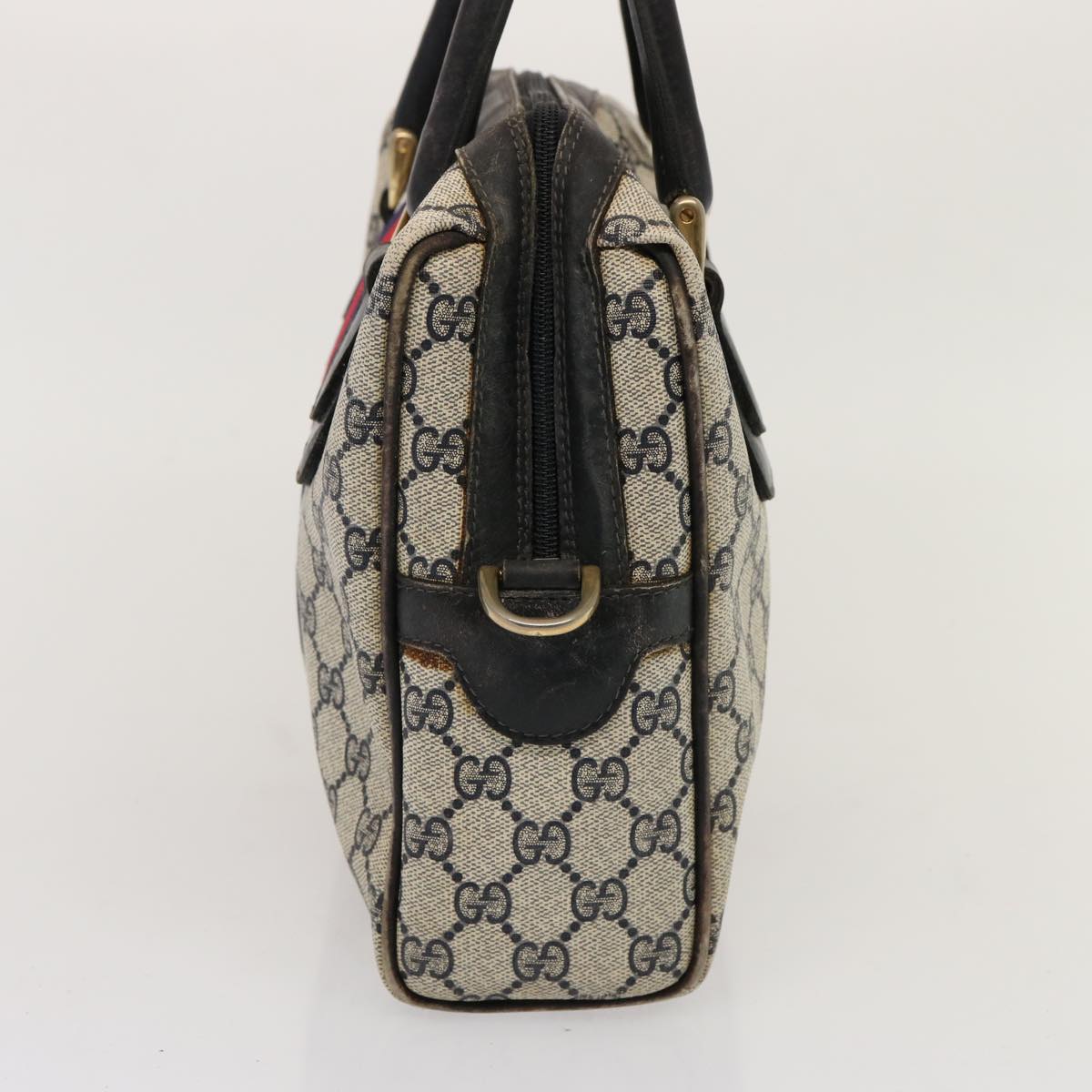 GUCCI GG Supreme Sherry Line Boston Bag PVC Navy Red 37 02 3839 75966