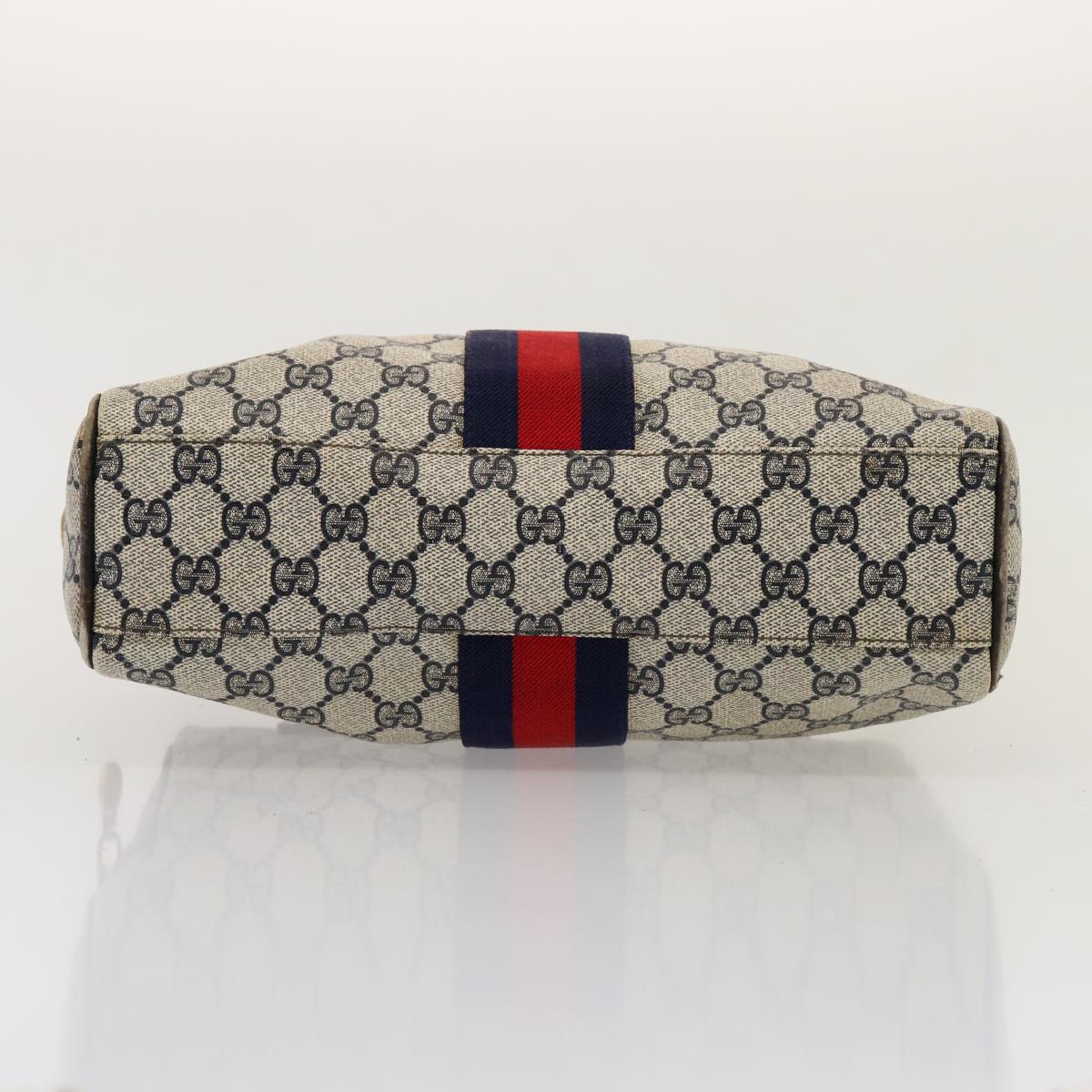 GUCCI GG Supreme Sherry Line Boston Bag PVC Navy Red 37 02 3839 75966
