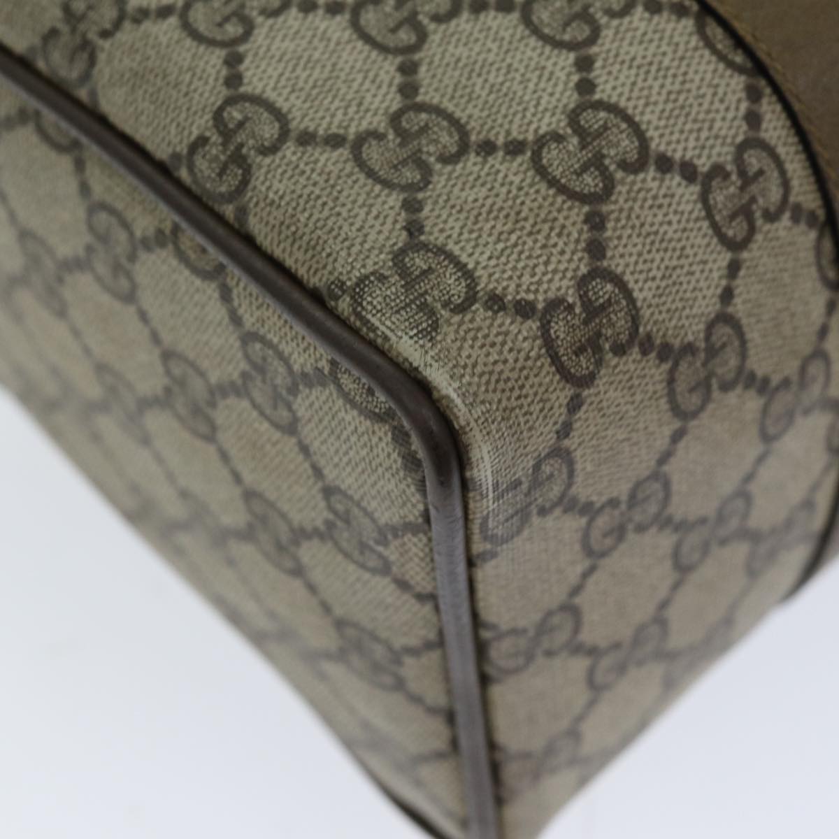 GUCCI GG Supreme Web Sherry Line Boston Bag PVC Beige Red 116 02 006 75968