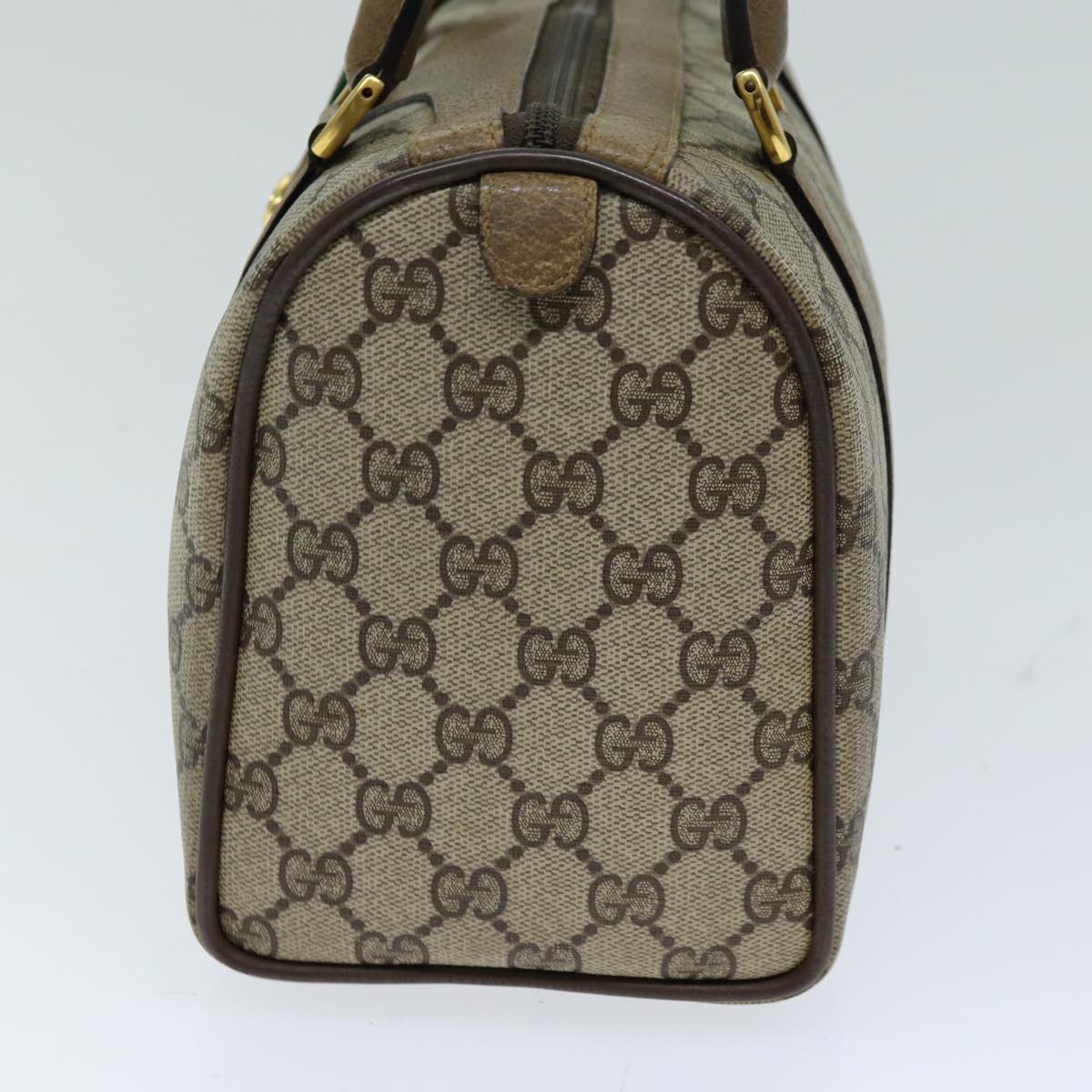 GUCCI GG Supreme Web Sherry Line Boston Bag PVC Beige Red 116 02 006 75968