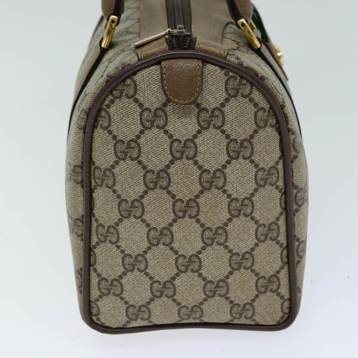 GUCCI GG Supreme Web Sherry Line Boston Bag PVC Beige Red 116 02 006 75968