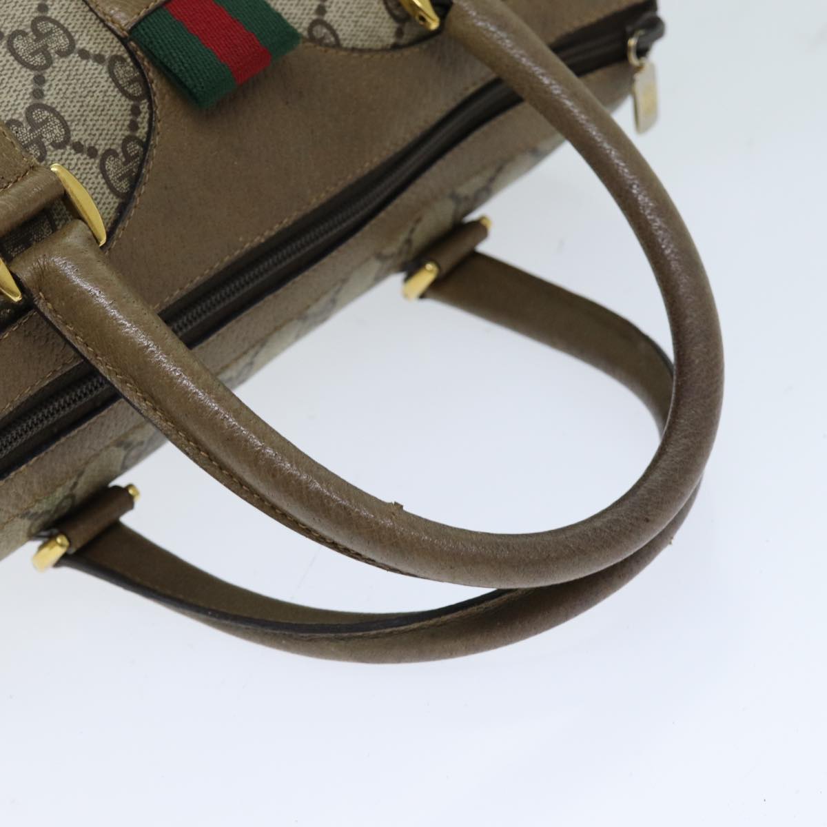 GUCCI GG Supreme Web Sherry Line Boston Bag PVC Beige Red 116 02 006 75968
