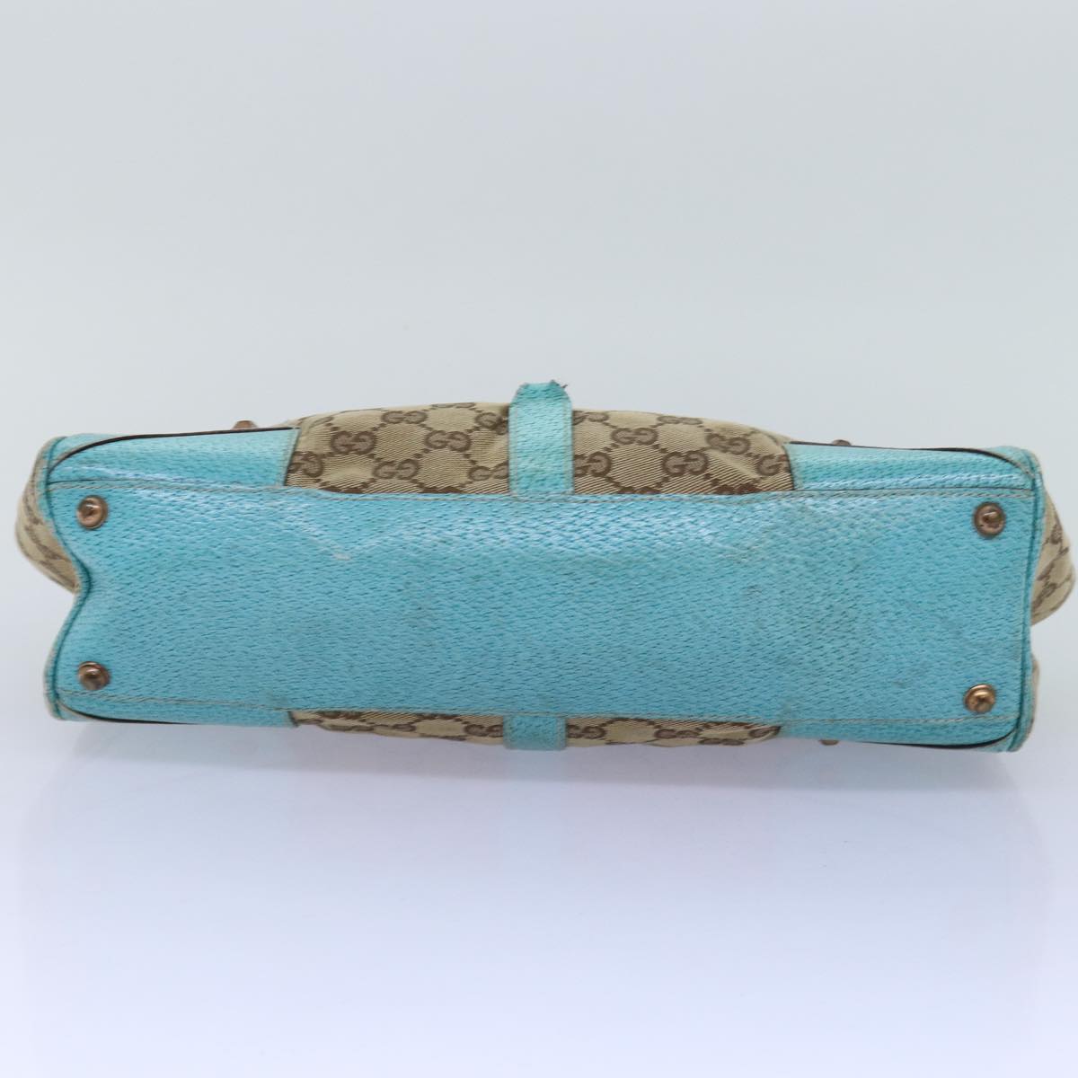 GUCCI GG Canvas Jackie Shoulder Bag Beige Light Blue 124407 75970