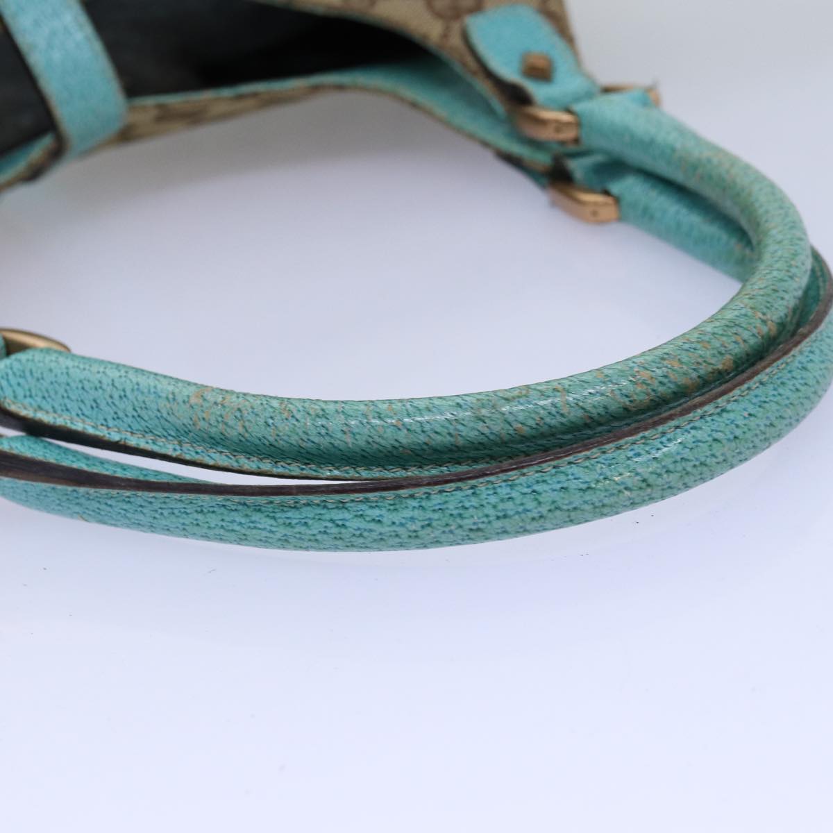 GUCCI GG Canvas Jackie Shoulder Bag Beige Light Blue 124407 75970