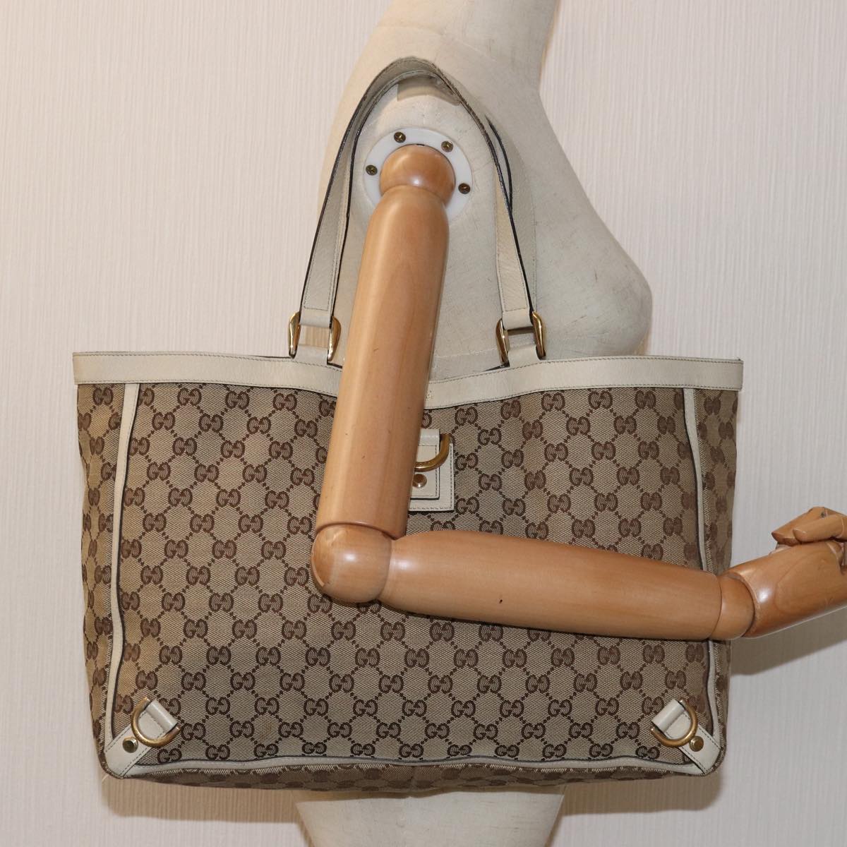 GUCCI GG Canvas Tote Bag Beige 141472 75973